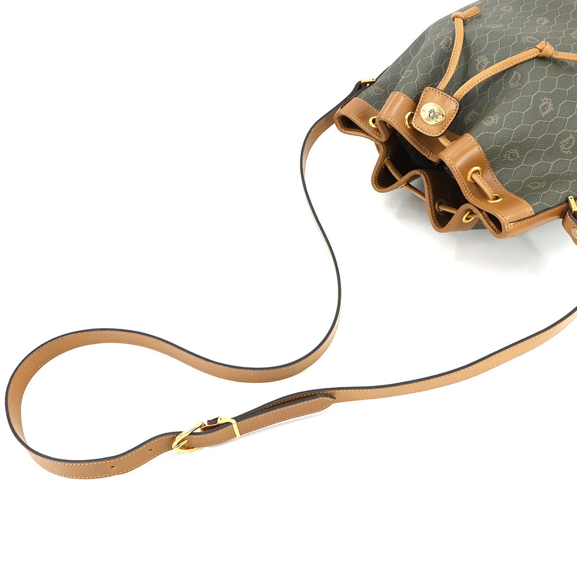 Christian Dior Brown Khaki Pvc Leather Shoulder Bag ()