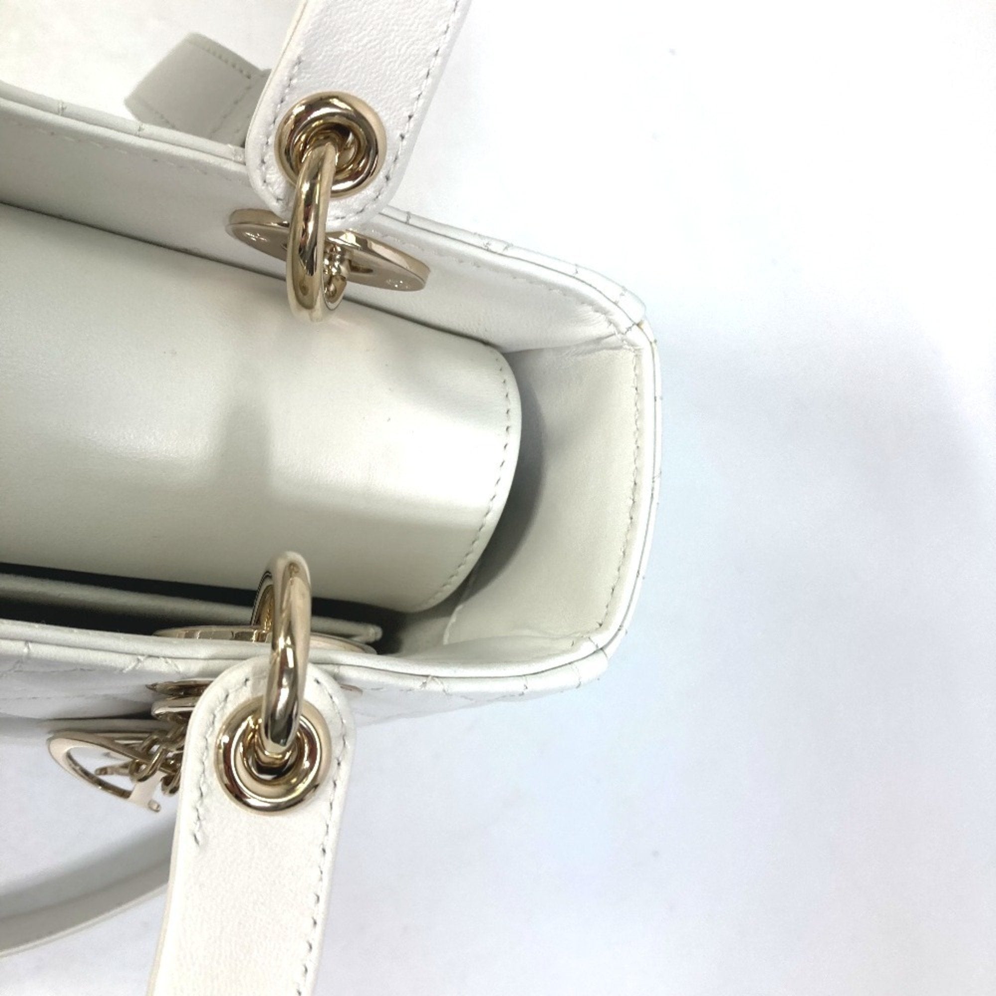 Christian Dior White Leather Handbag Shoulder Bag ()