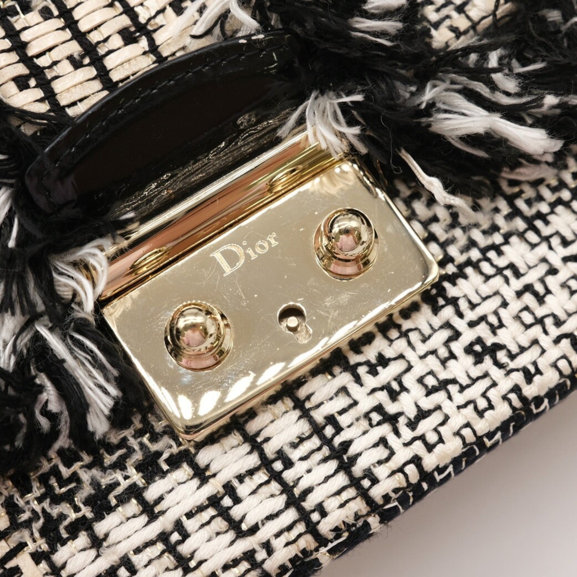 Christian Dior Black White Tweed Shoulder Bag ()