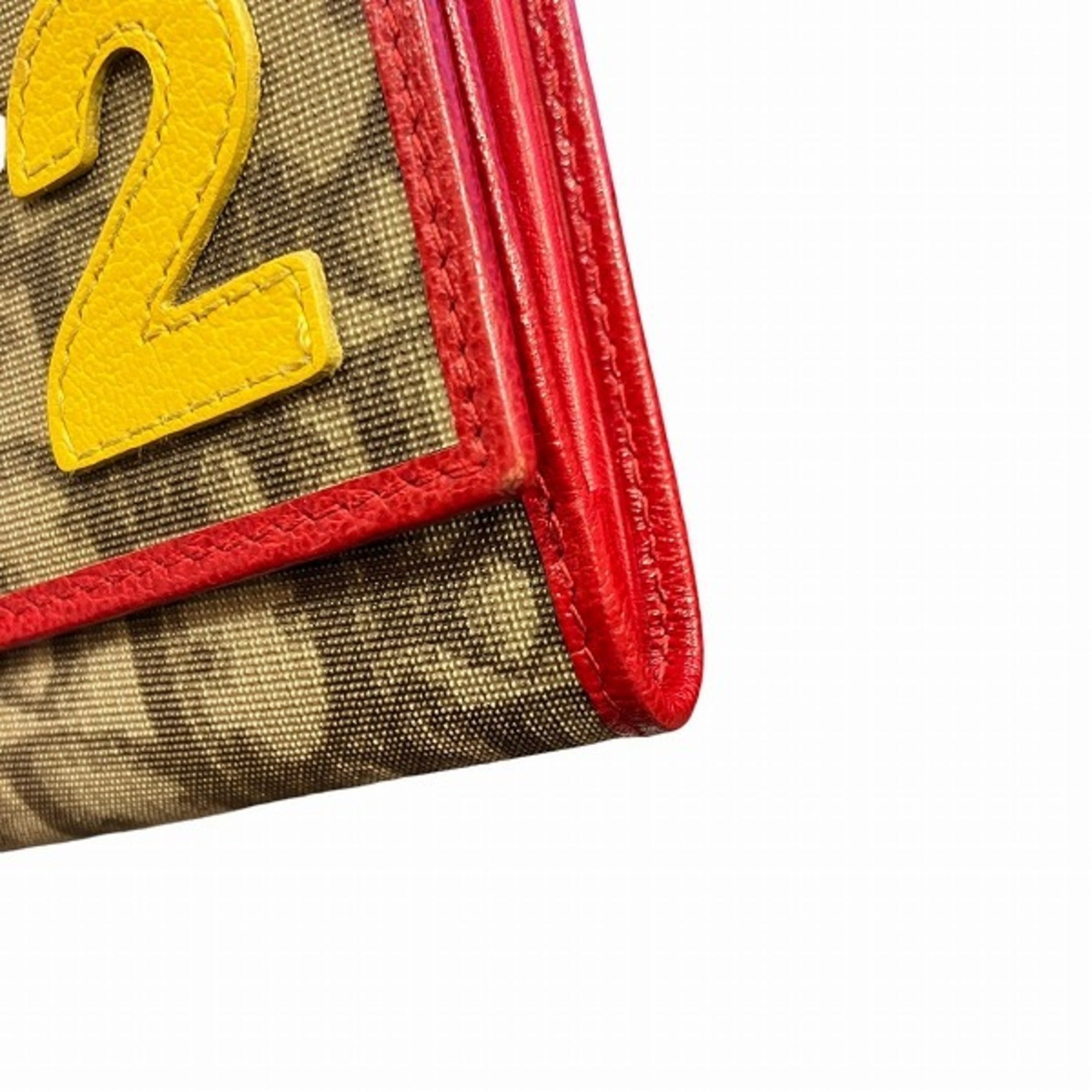 Christian Dior Trotter Beige Brown Red Color Pvc Leather Wallet (Bi-Fold) ()