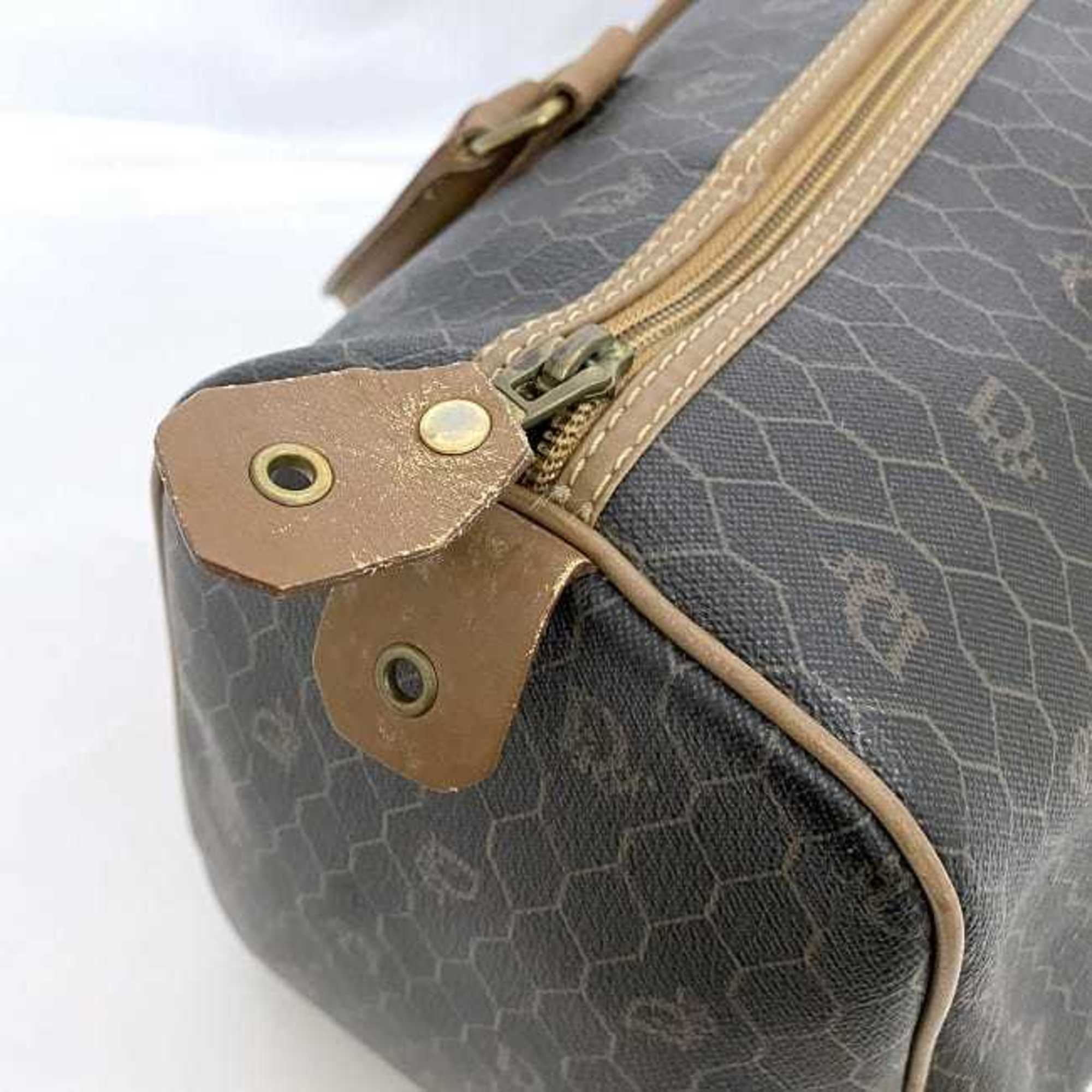 Christian Dior Brown Gray Pvc Leather Boston Bag ()