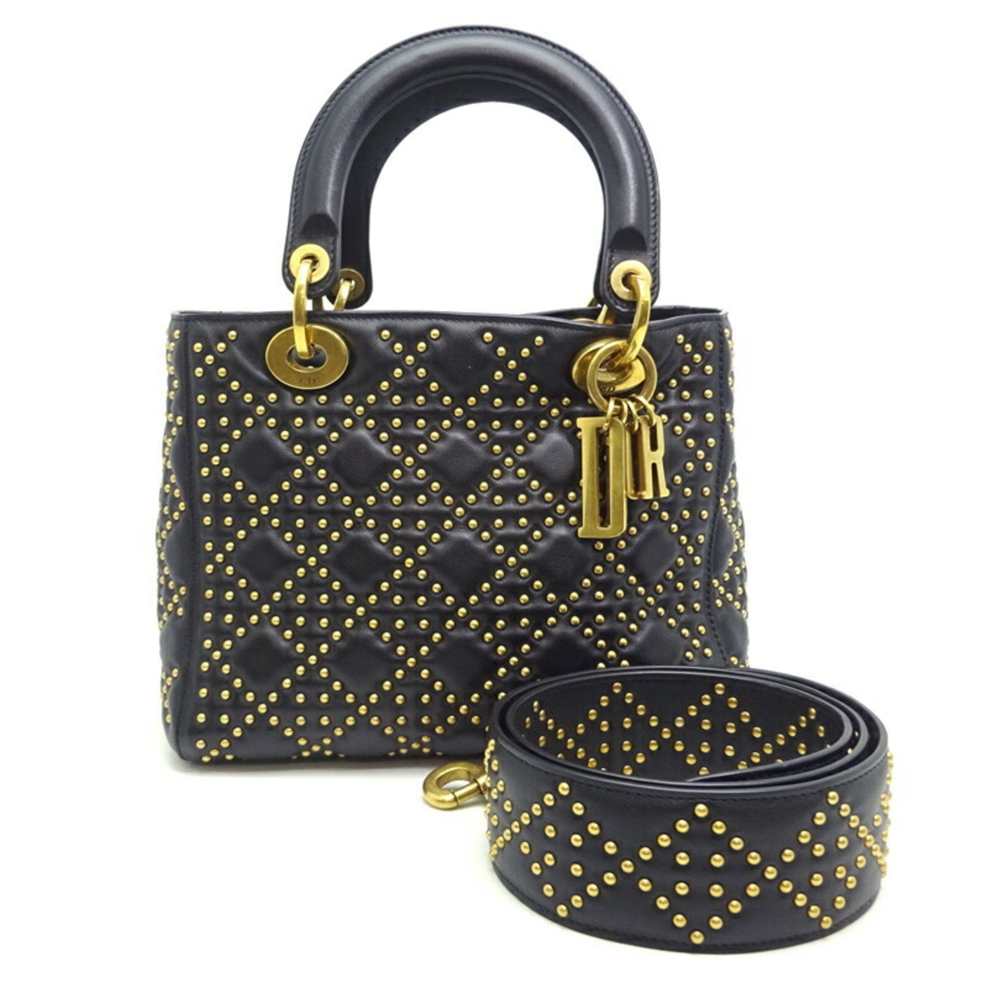 Christian Dior Lady Dior Black Leather Handbag ()