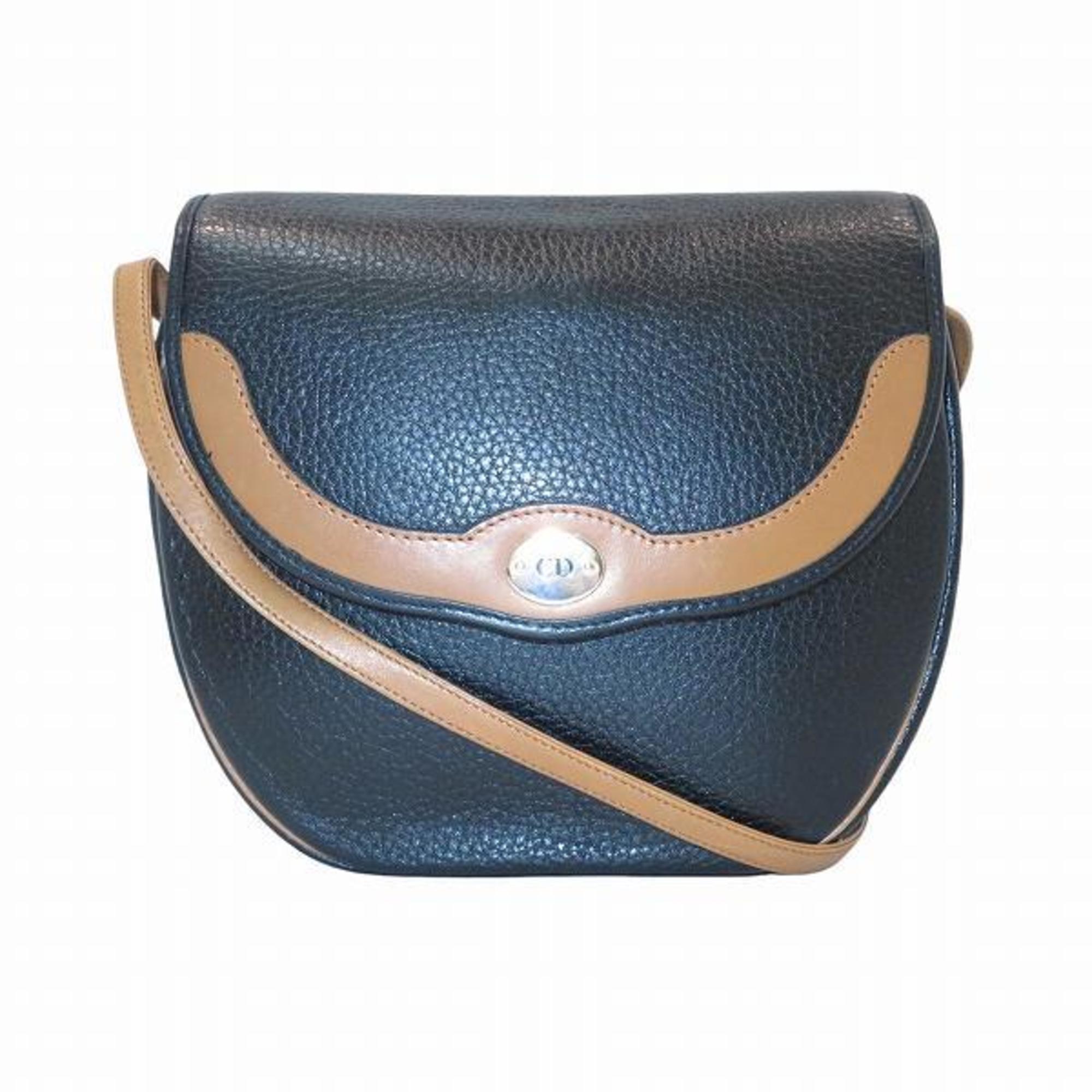Christian Dior Black Brown Leather Shoulder Bag ()