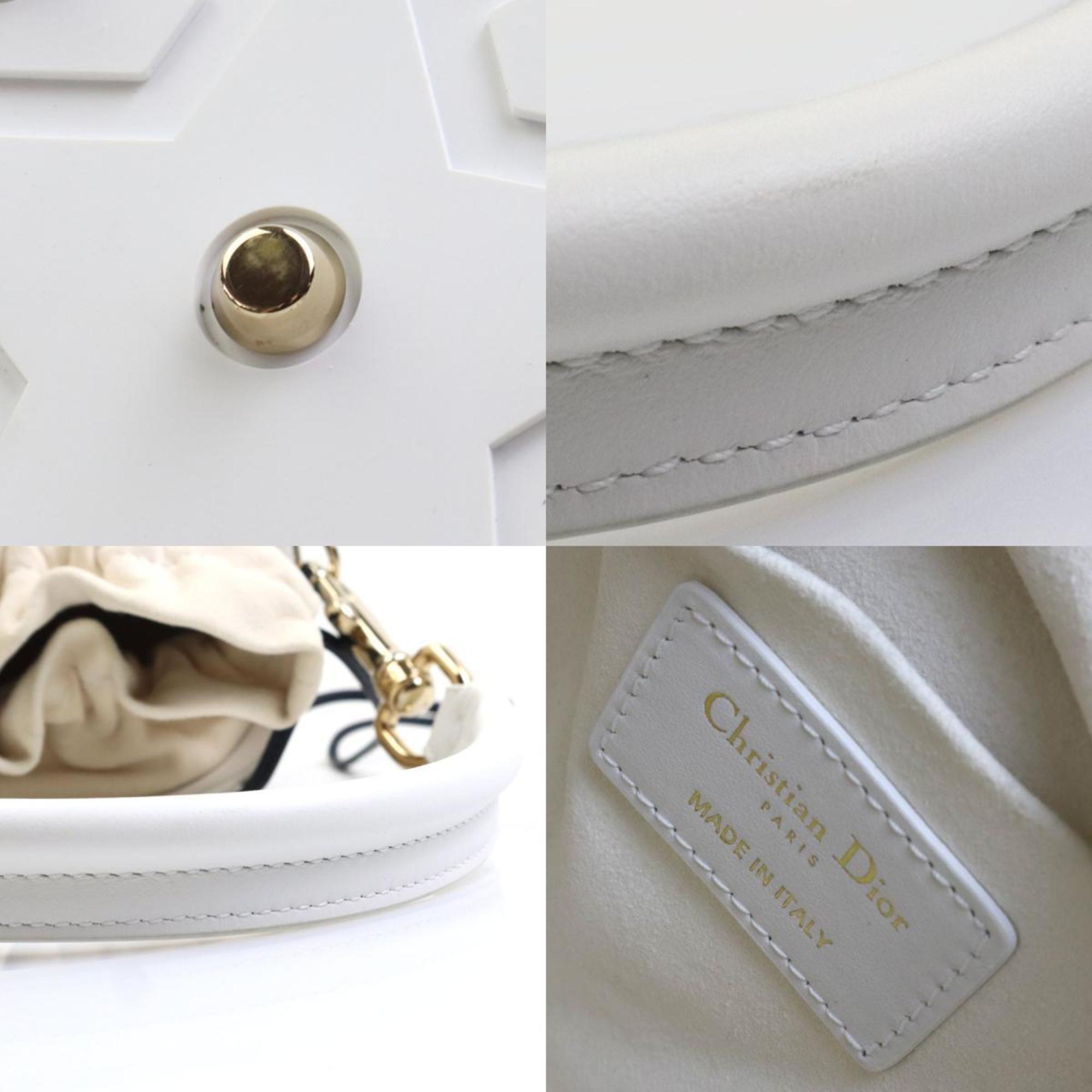 Christian Dior Navy White Leather Handbag Shoulder Bag ()