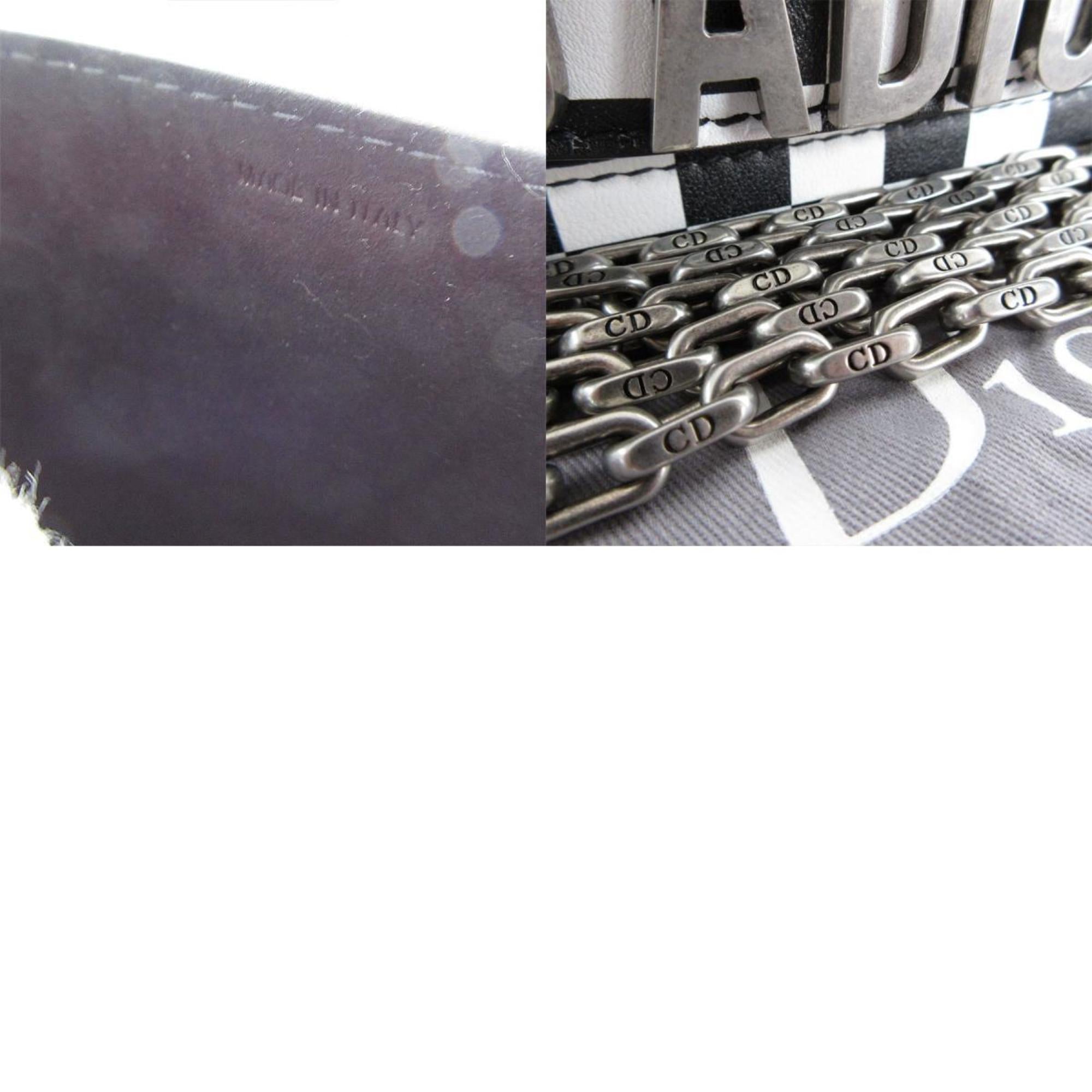 Christian Dior Black White Leather Shoulder Bag ()