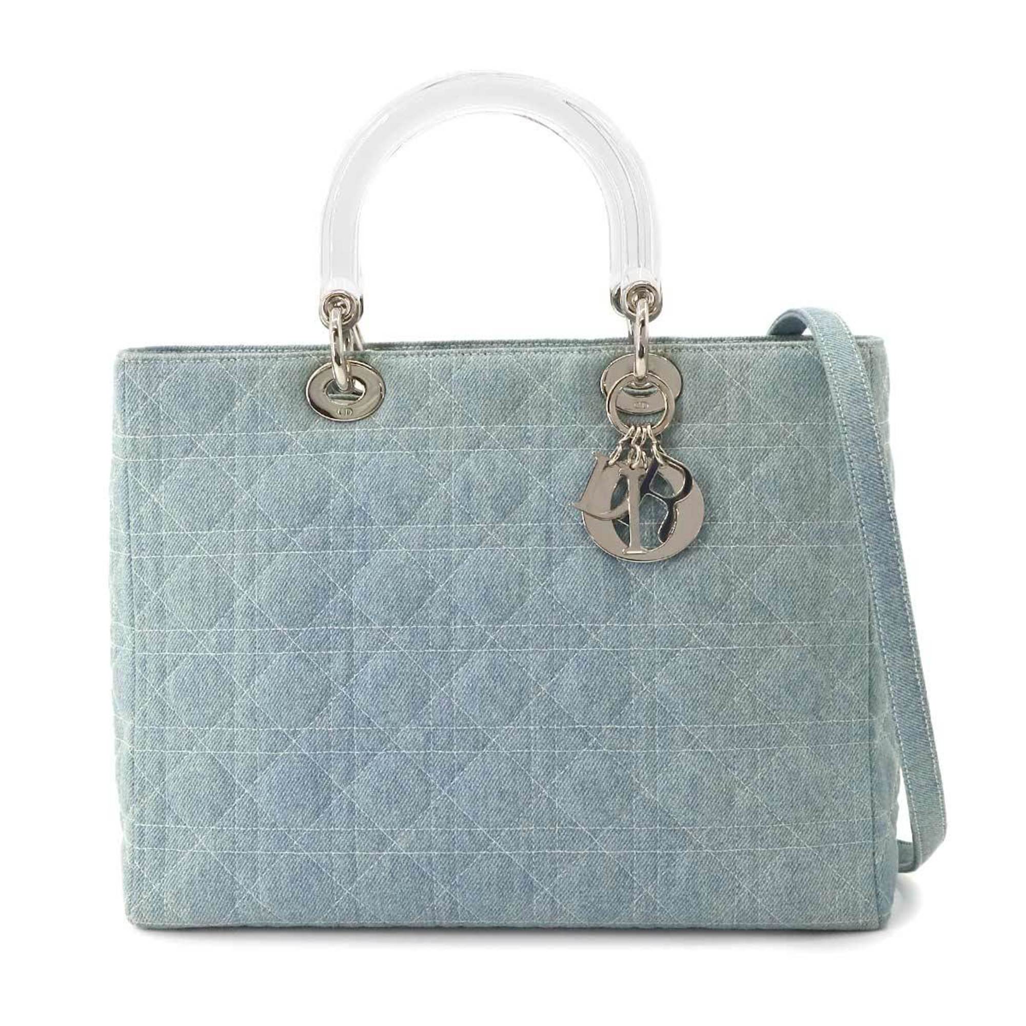 Christian Dior Blue Denim Handbag Shoulder Bag ()