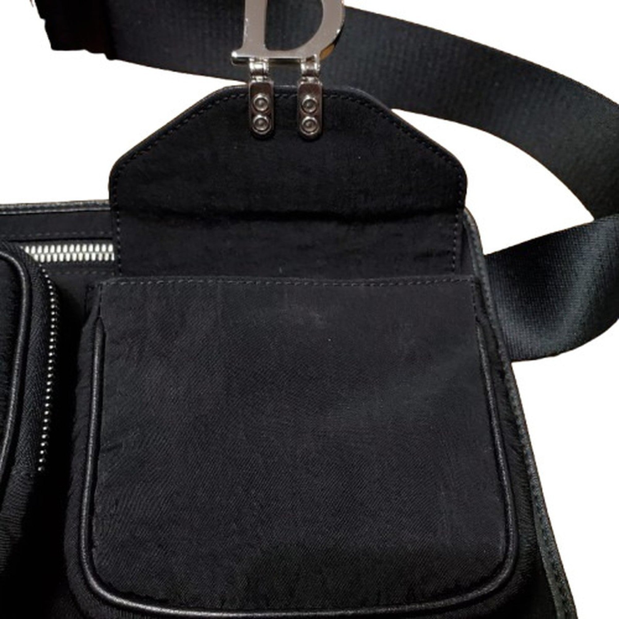 Christian Dior Black Nylon Leather Fanny Pack Sling Bag ()