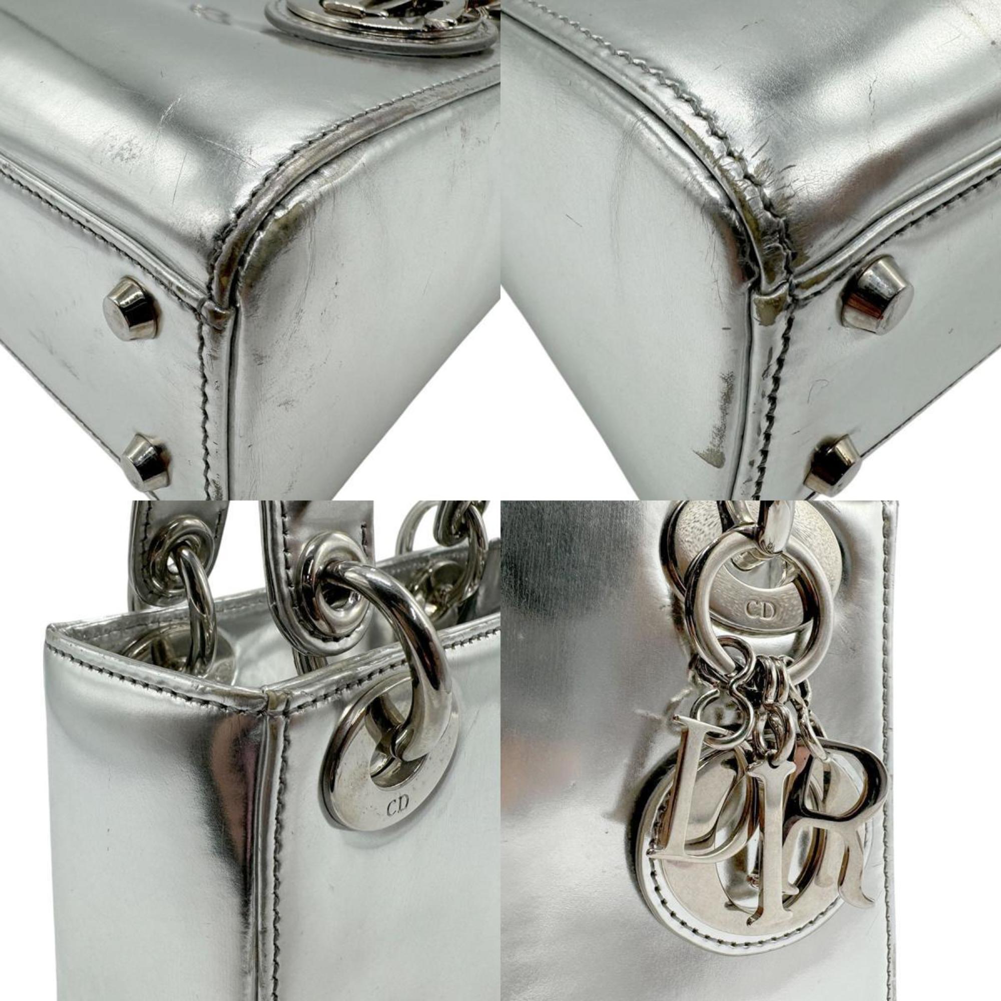Christian Dior Silver Leather Handbag Shoulder Bag ()