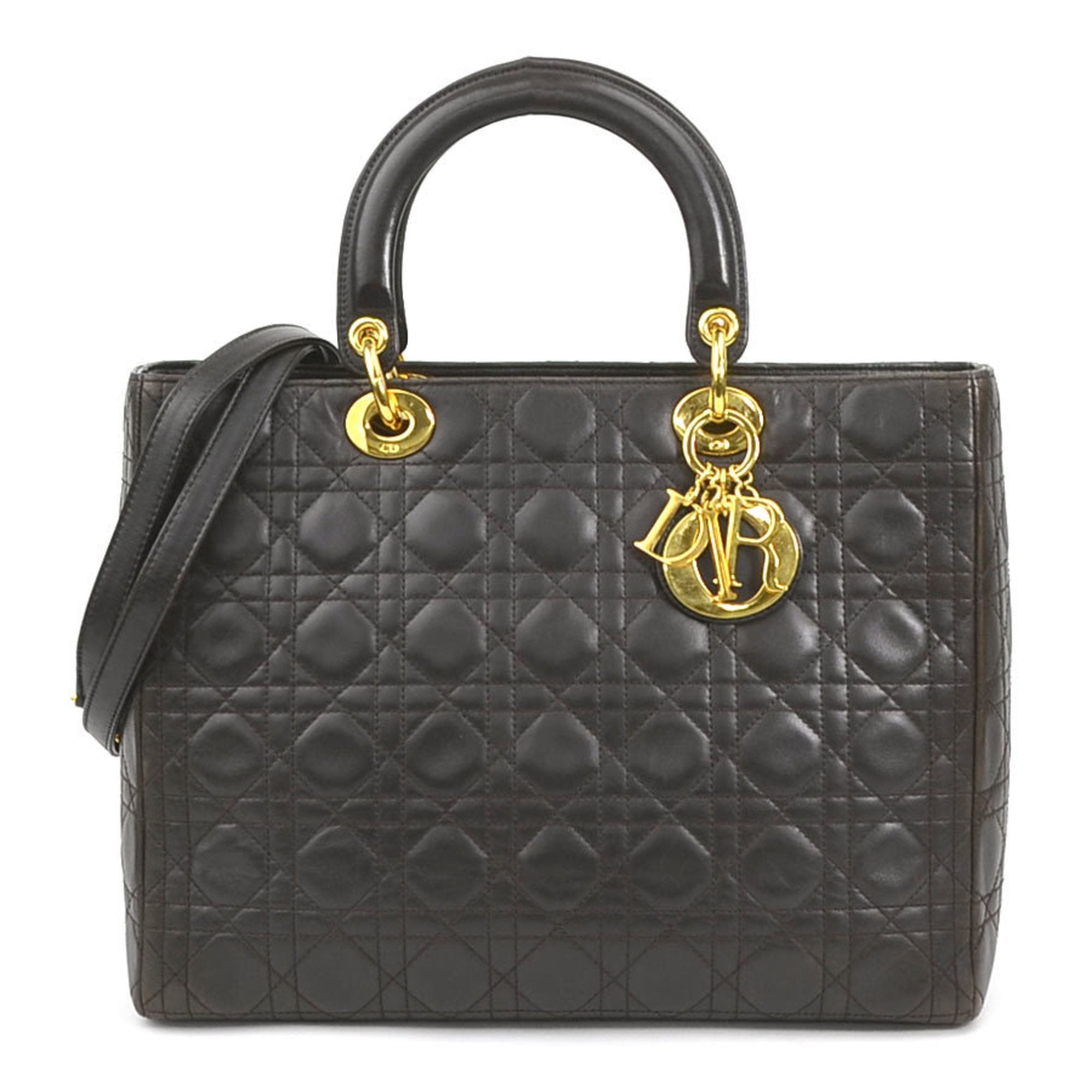 Christian Dior Dark Brown Leather Handbag Shoulder Bag ()