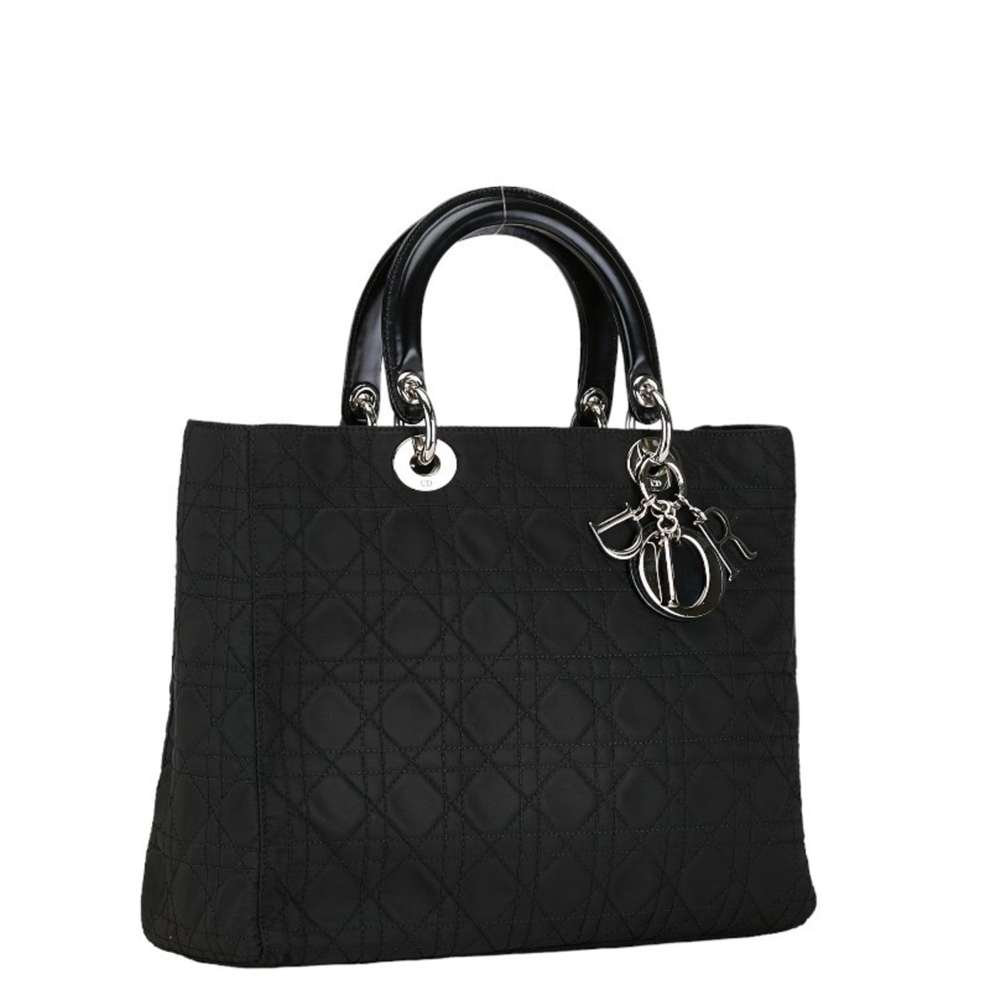Christian Dior Black Cotton Leather Handbag Pochette Pouch Shoulder Bag ()