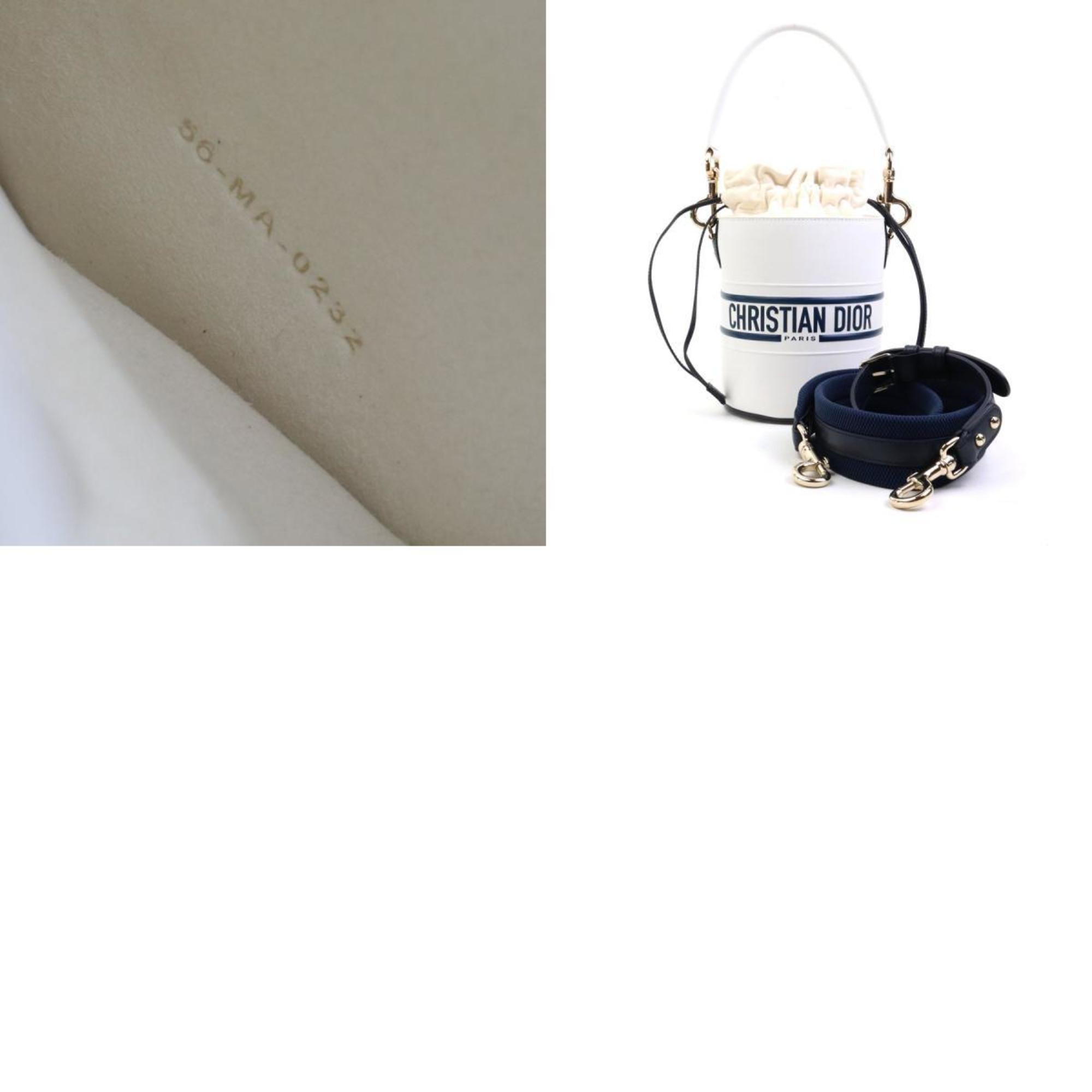 Christian Dior Navy White Leather Handbag Shoulder Bag ()