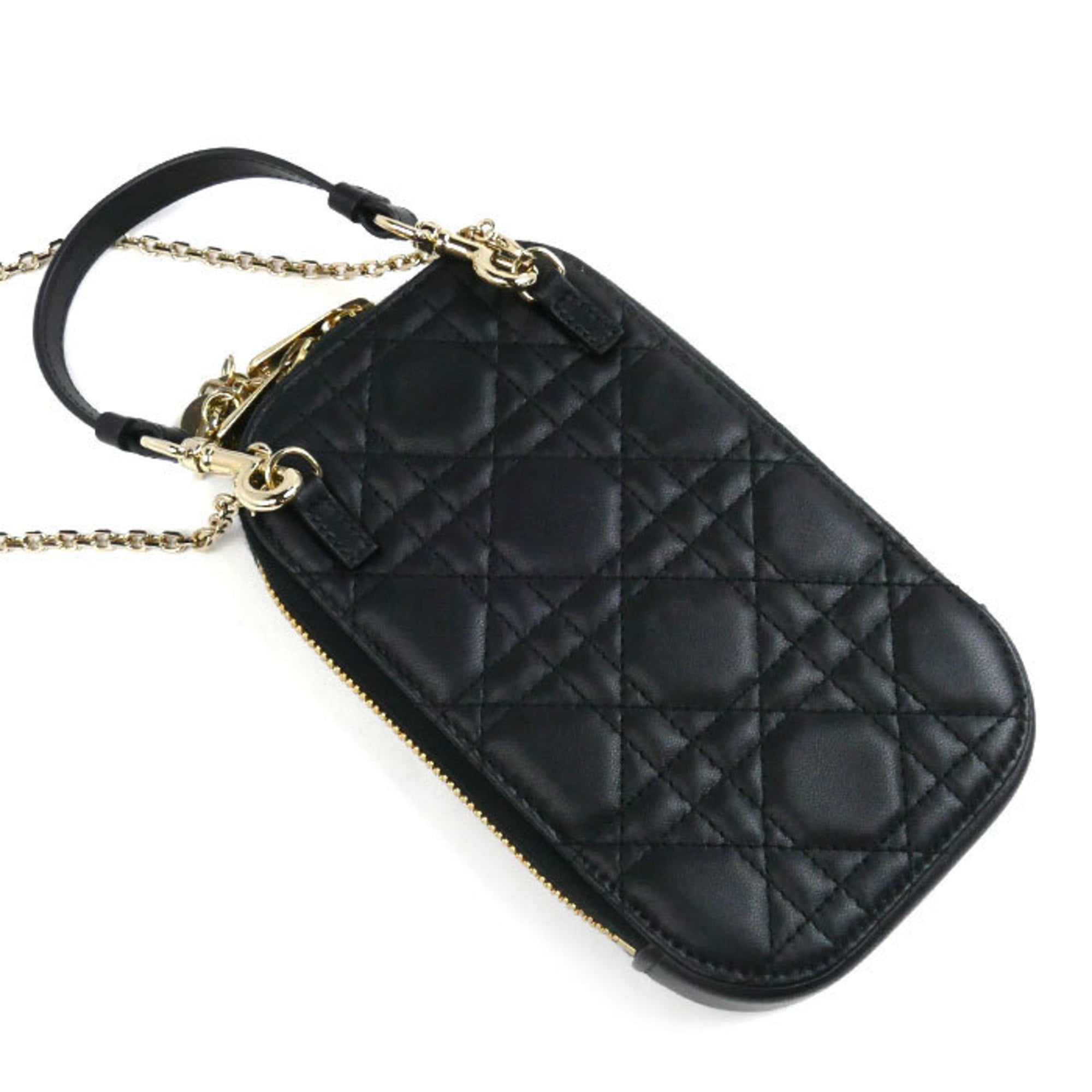 Christian Dior Lady Dior Black Leather Pouch Shoulder Bag ()