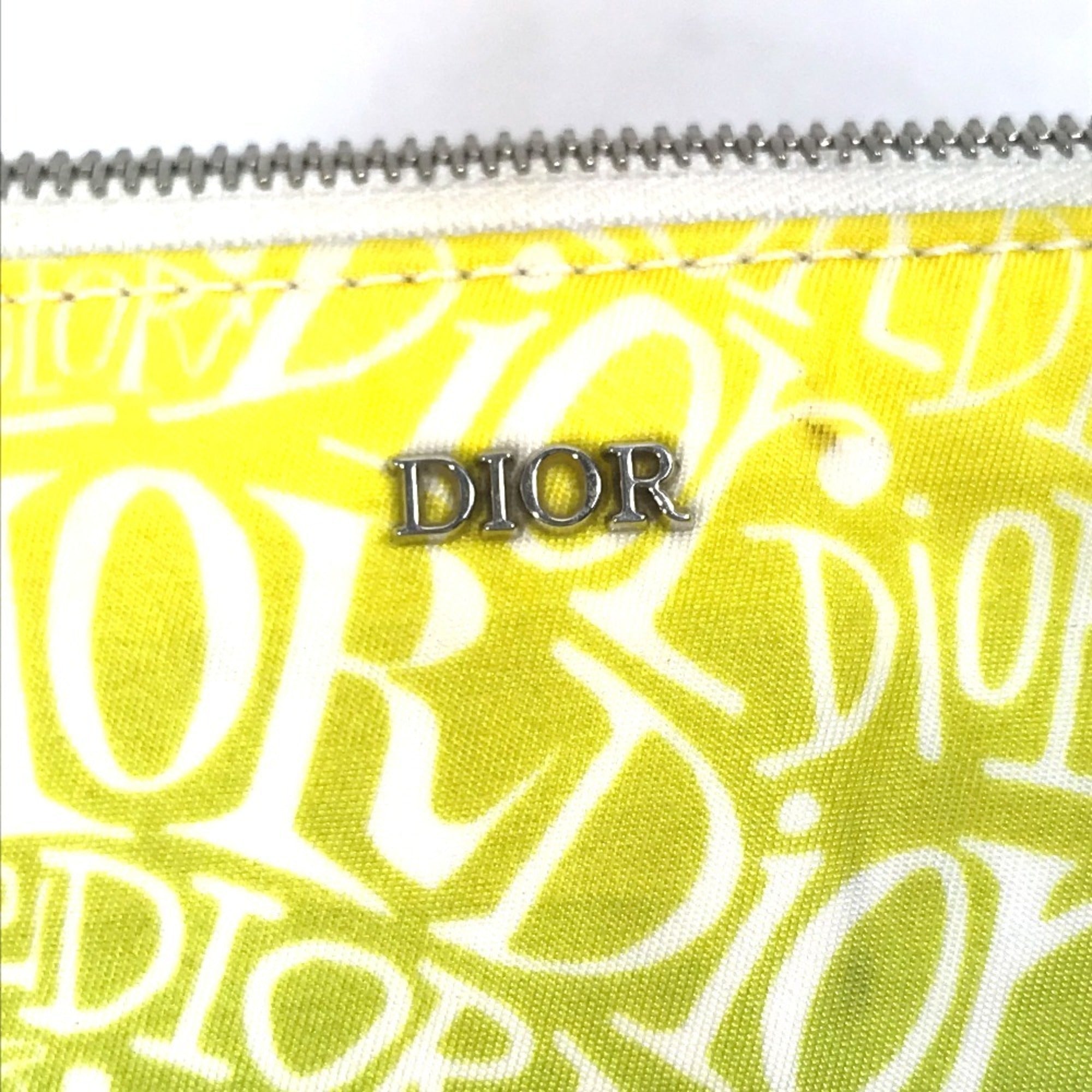 Christian Dior Green Yellow Nylon Clutch Bag Pouch ()