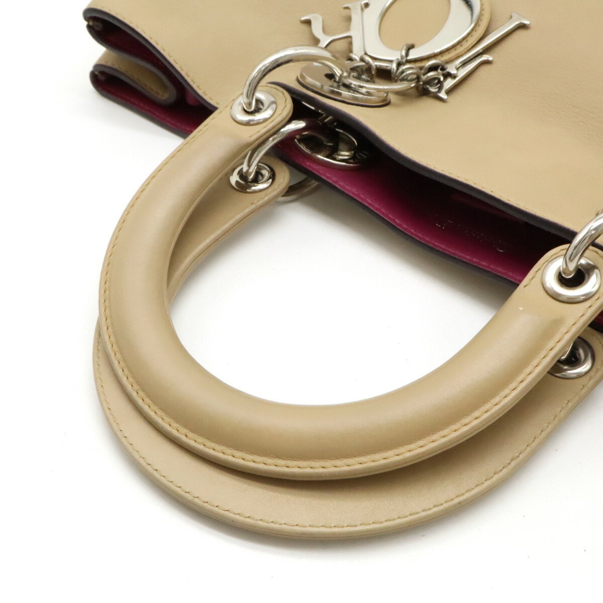 Christian Dior Diorissimo Beige Purple Handbag Pouch Shoulder Bag Tote Bag ()