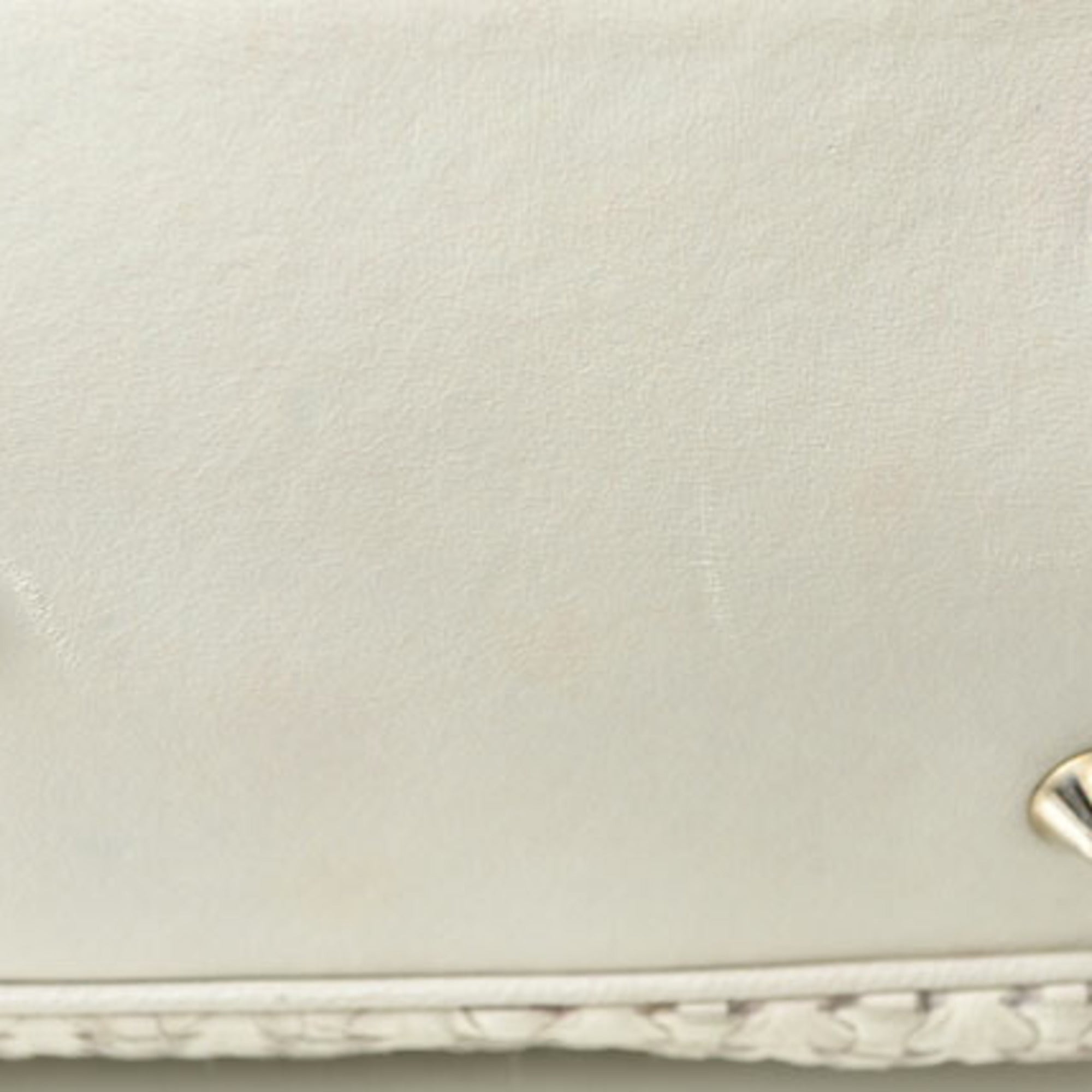 Christian Dior Lady Dior Silver White Leather Tote Bag ()