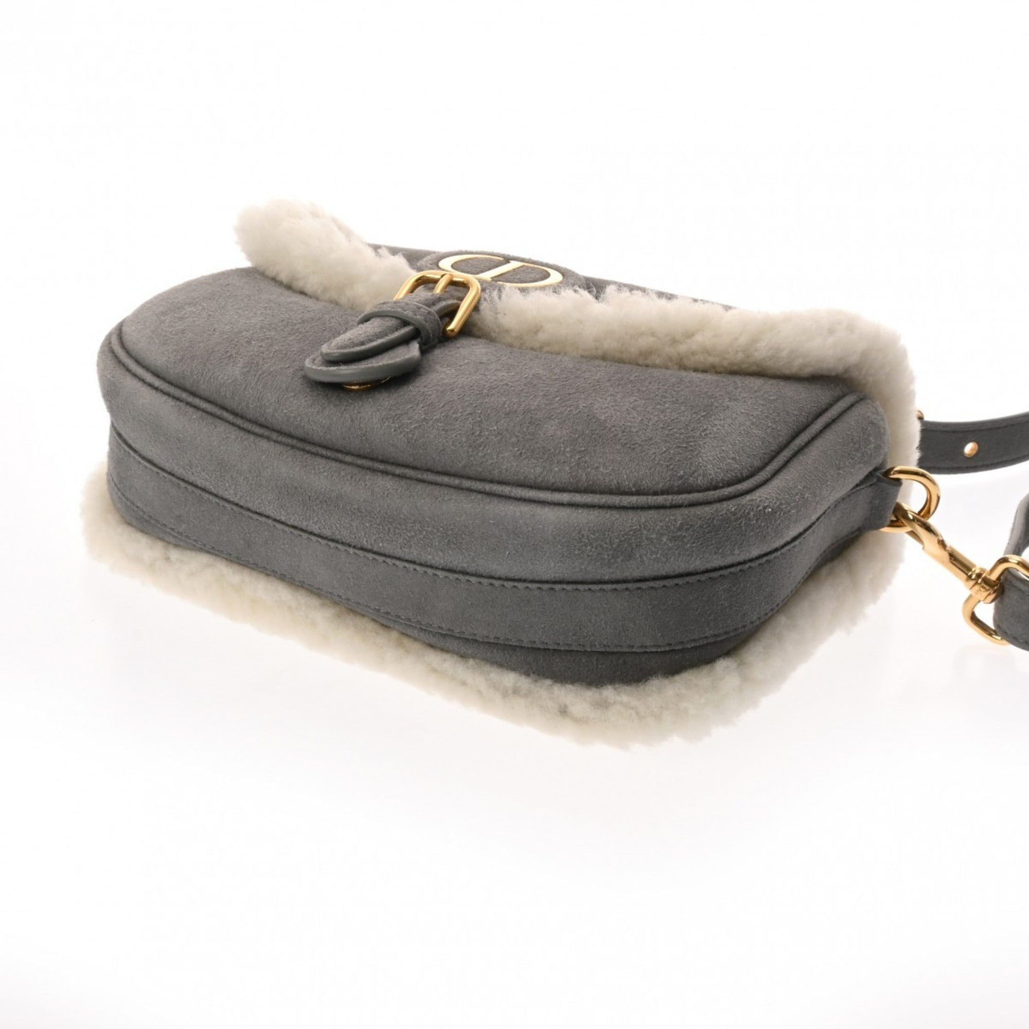 Christian Dior Gray Suede Leather Shoulder Bag ()