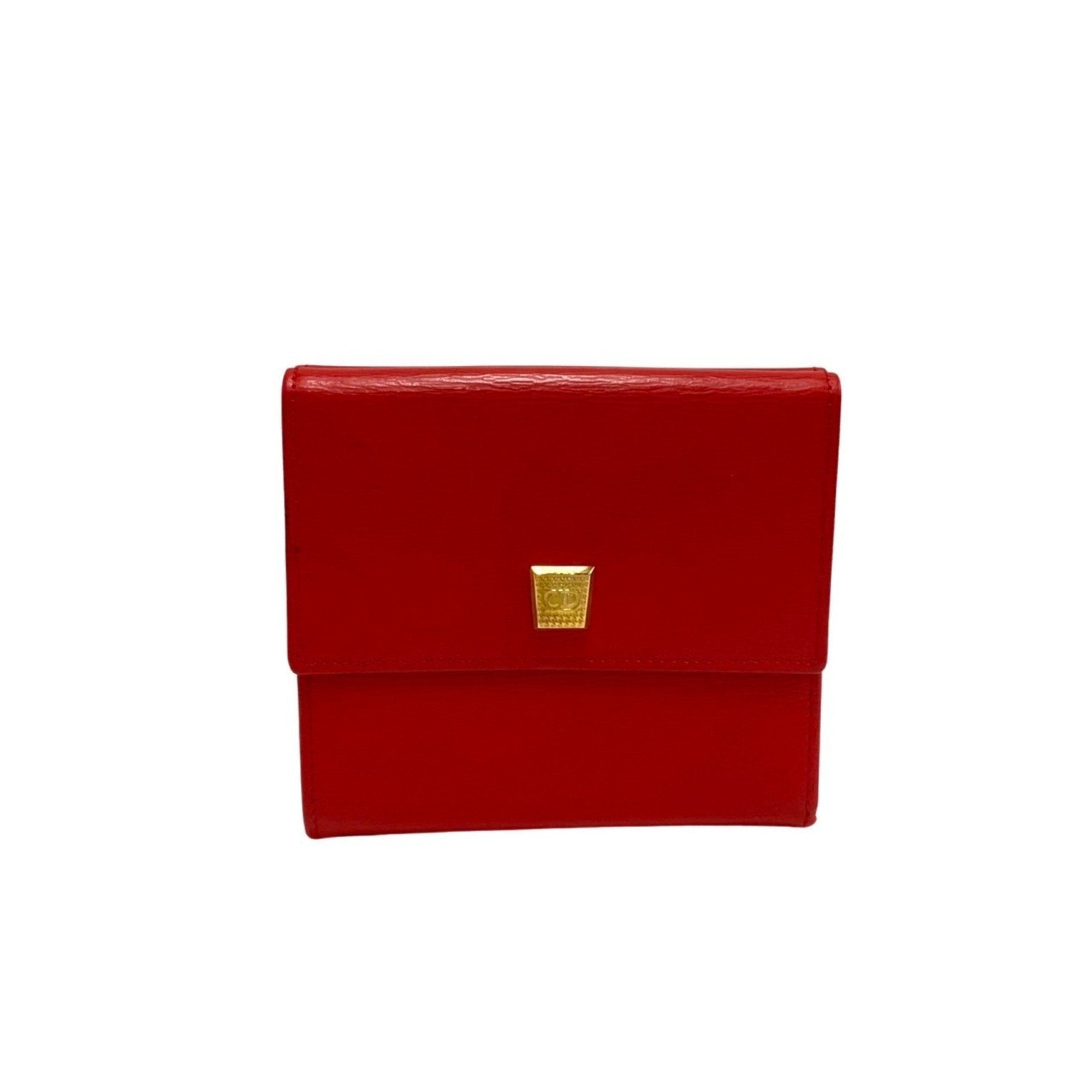 Christian Dior Red Color Leather Wallet (Tri-Fold) ()