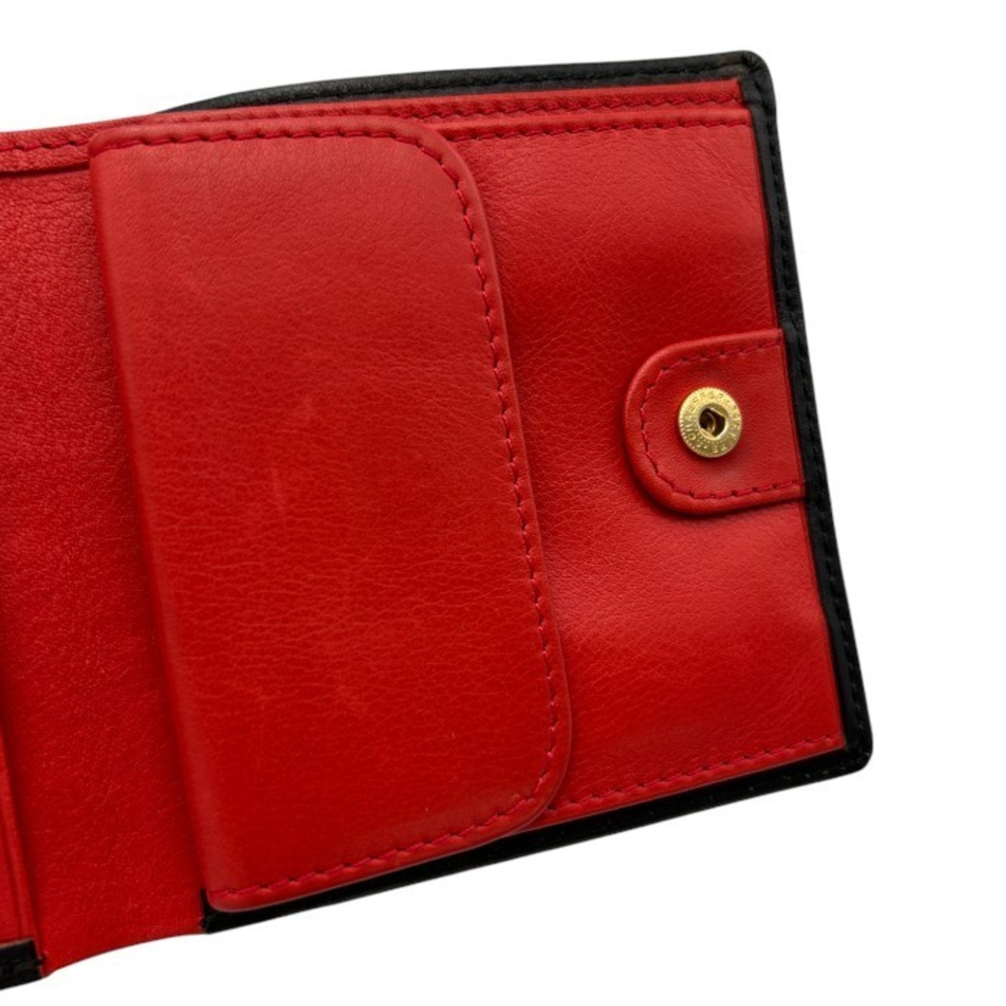 Christian Dior Black Red Color Leather Wallet (Bi-Fold) ()