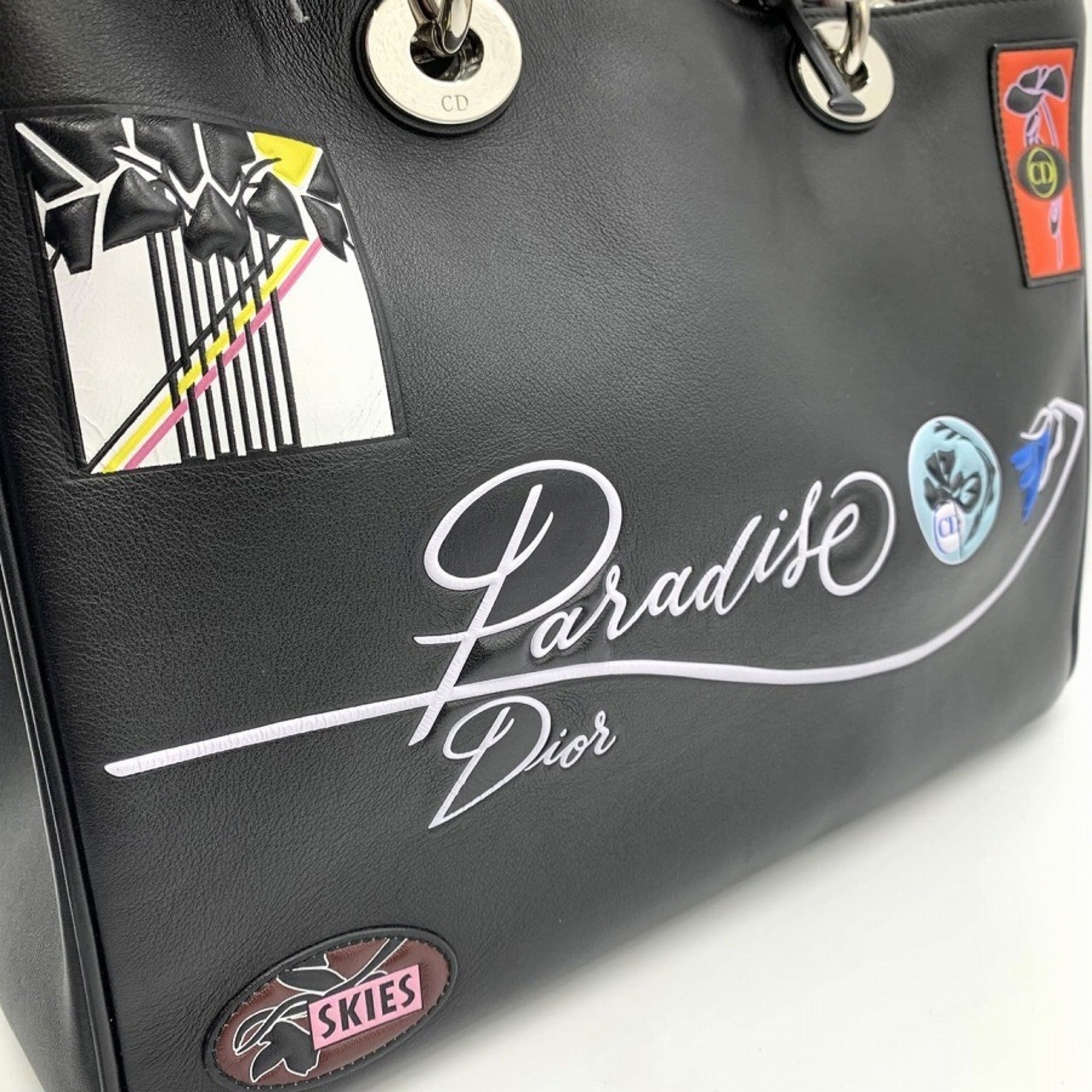 Christian Dior Black Leather Handbag Shoulder Bag ()