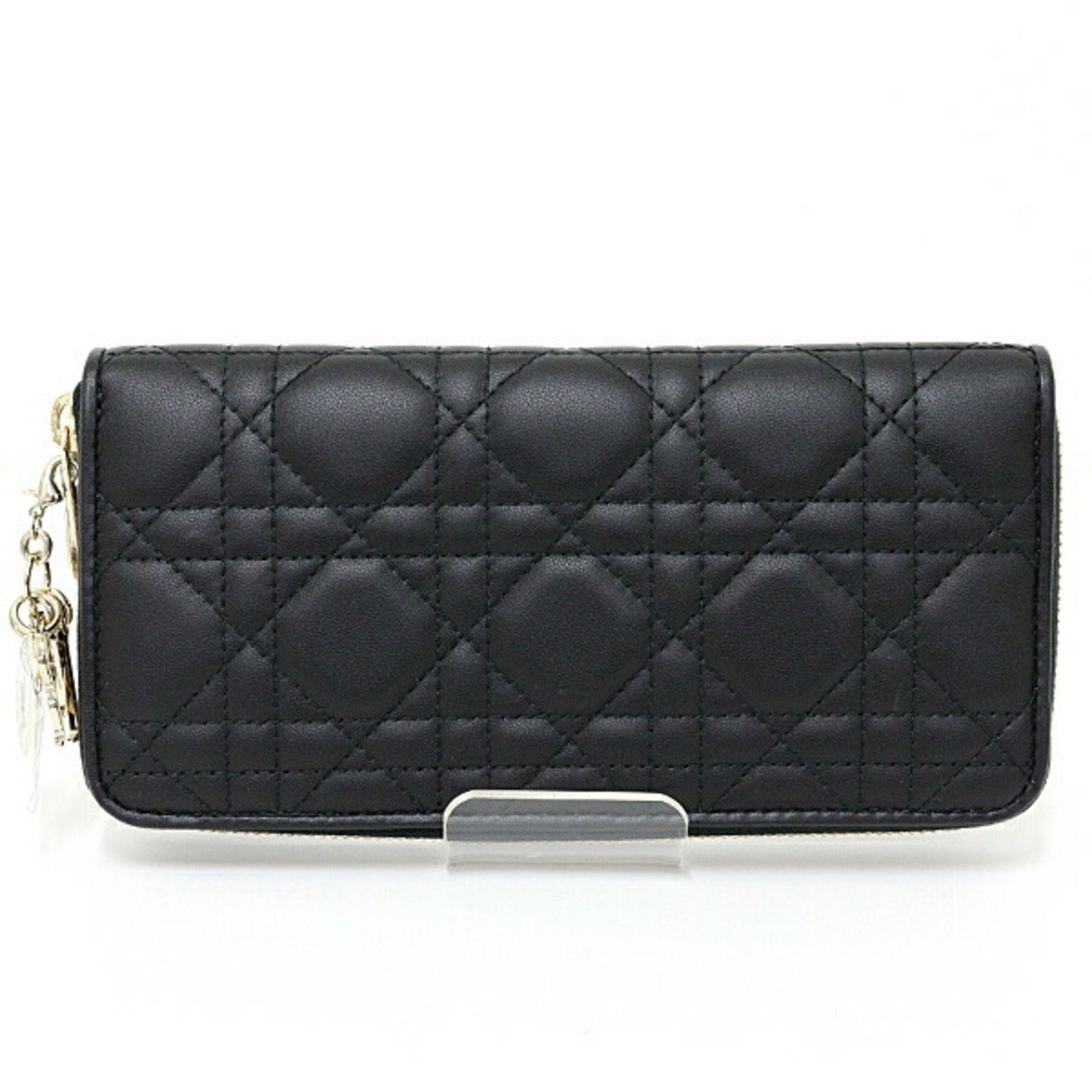 Christian Dior Black Leather Long Wallet (Bi-Fold) ()