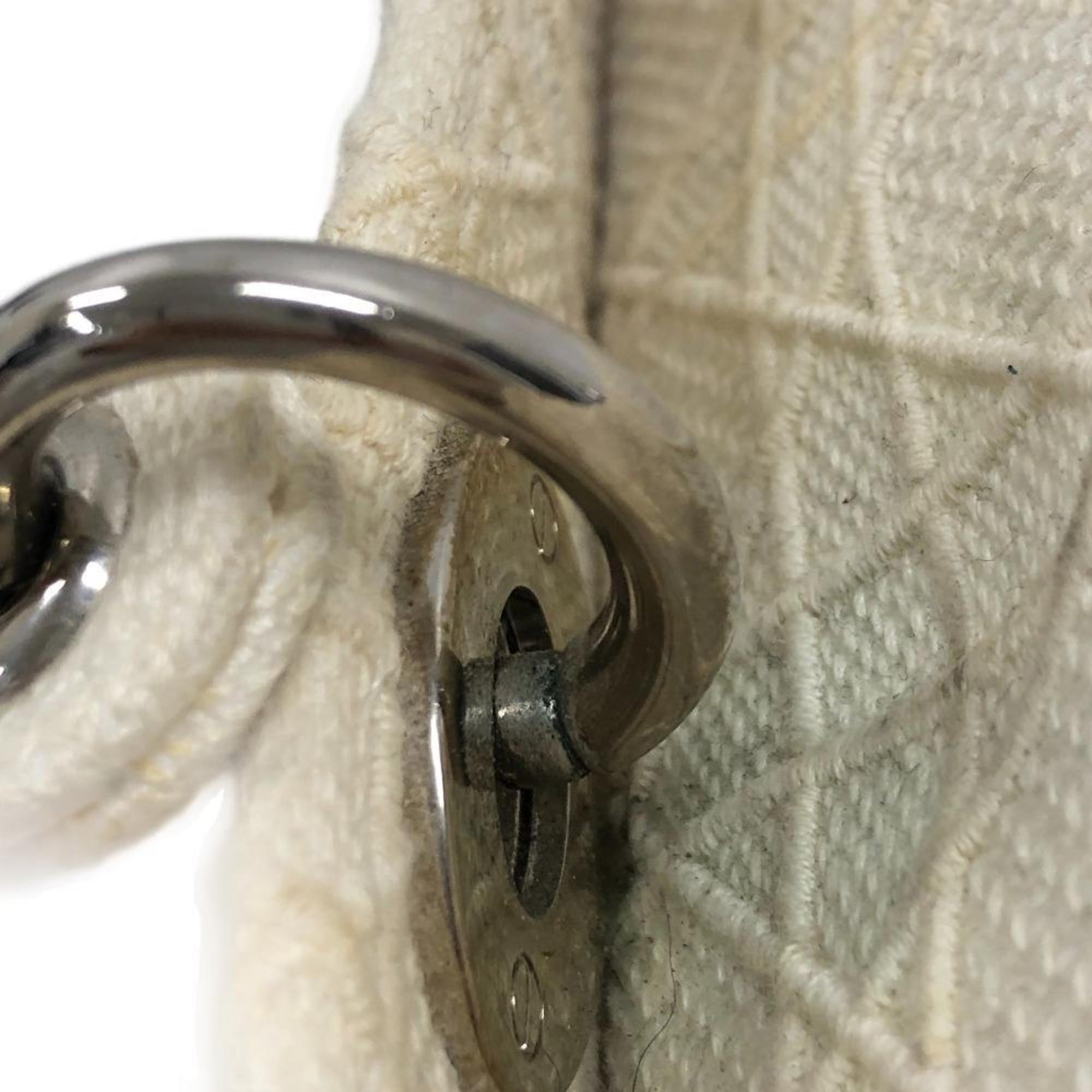 Christian Dior Lady Dior White Canvas Handbag ()