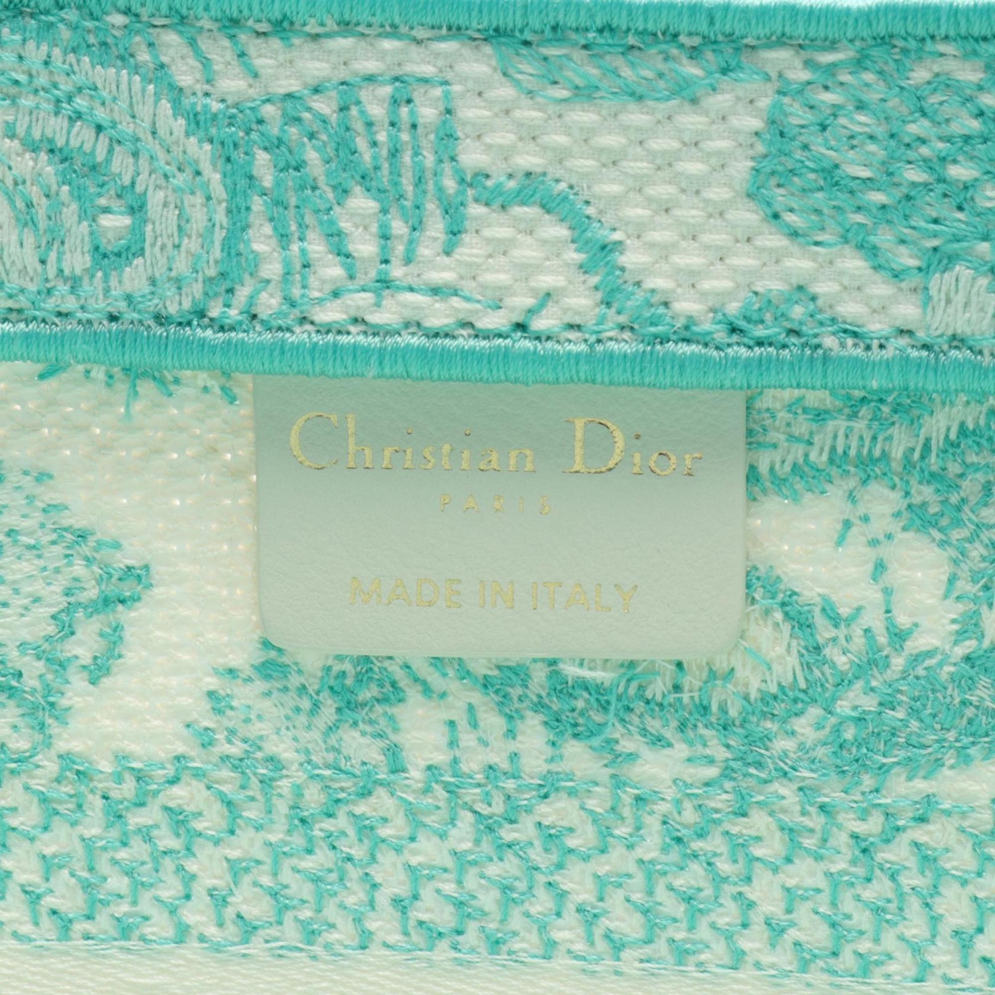 Christian Dior Green Green White Canvas Pouch Tote Bag ()