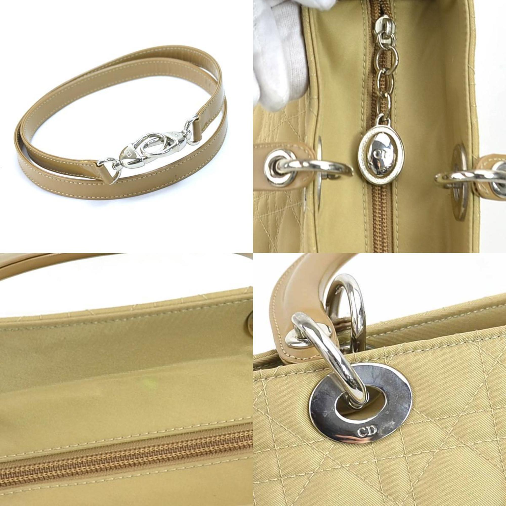 Christian Dior Beige Canvas Handbag Shoulder Bag ()
