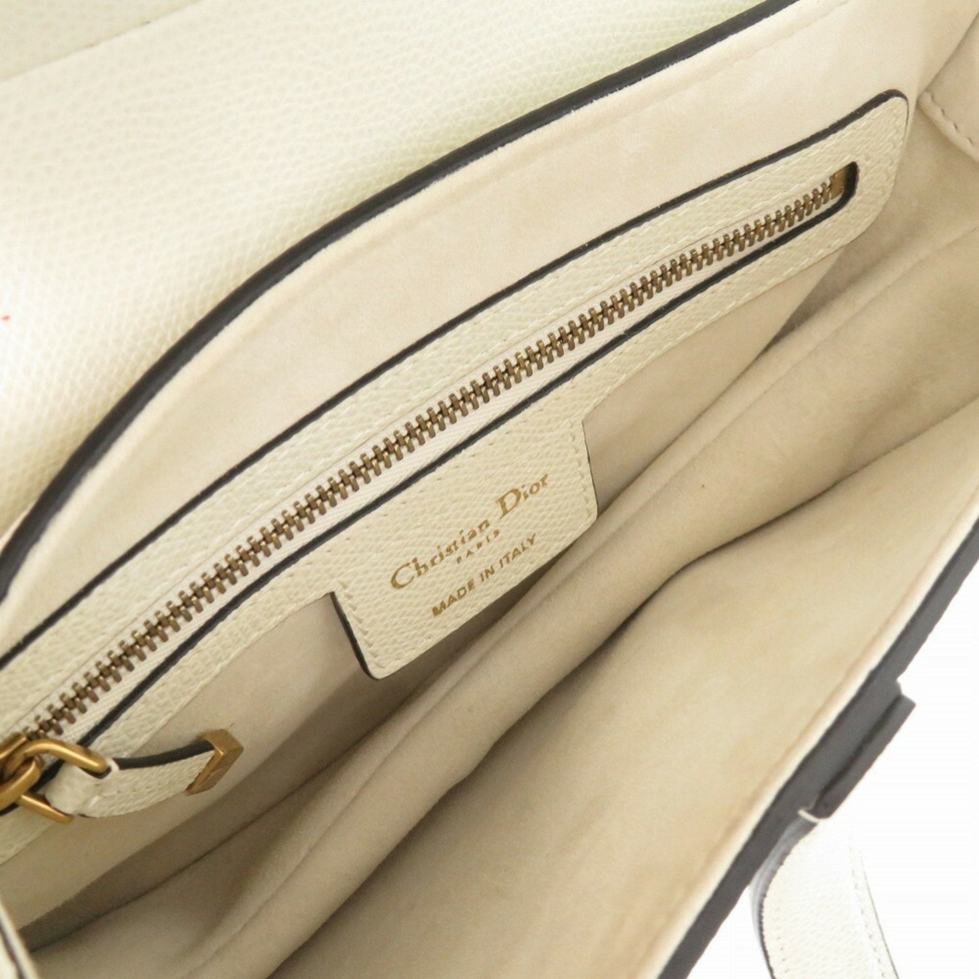 Christian Dior White Leather Handbag Saddle Bag ()