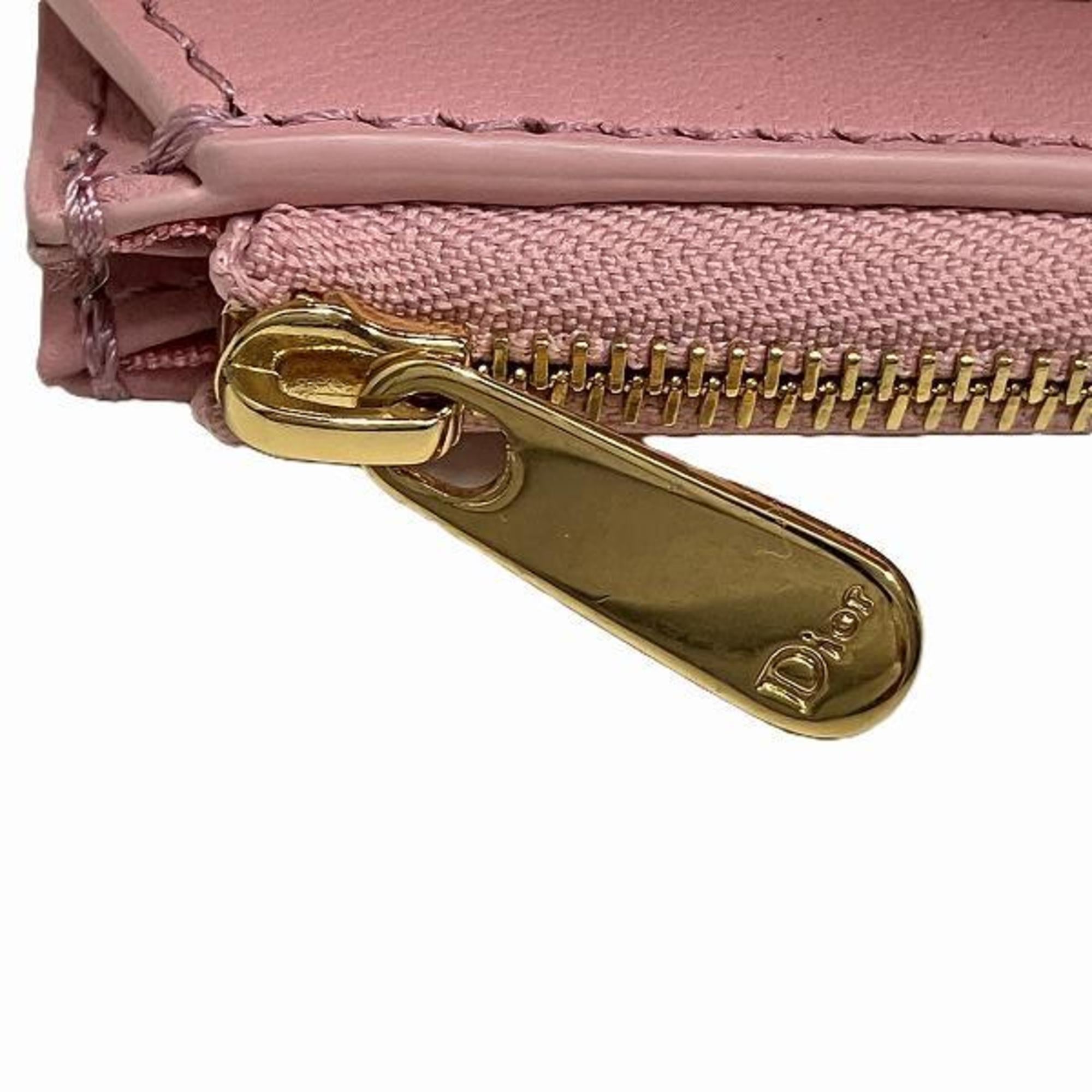Christian Dior Pink Leather Wallet (Tri-Fold) ()