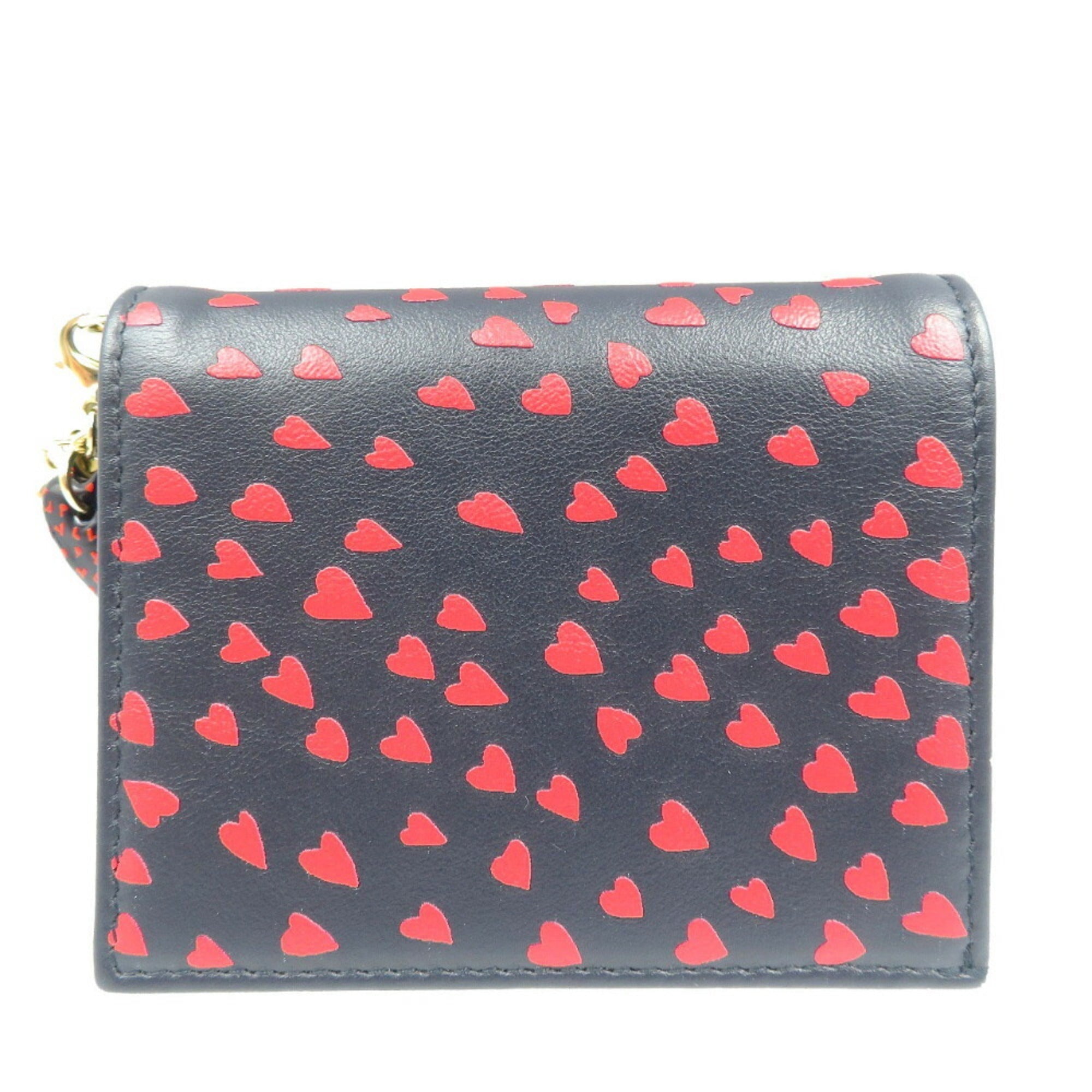 Christian Dior Navy Red Color Leather Wallet (Bi-Fold) ()