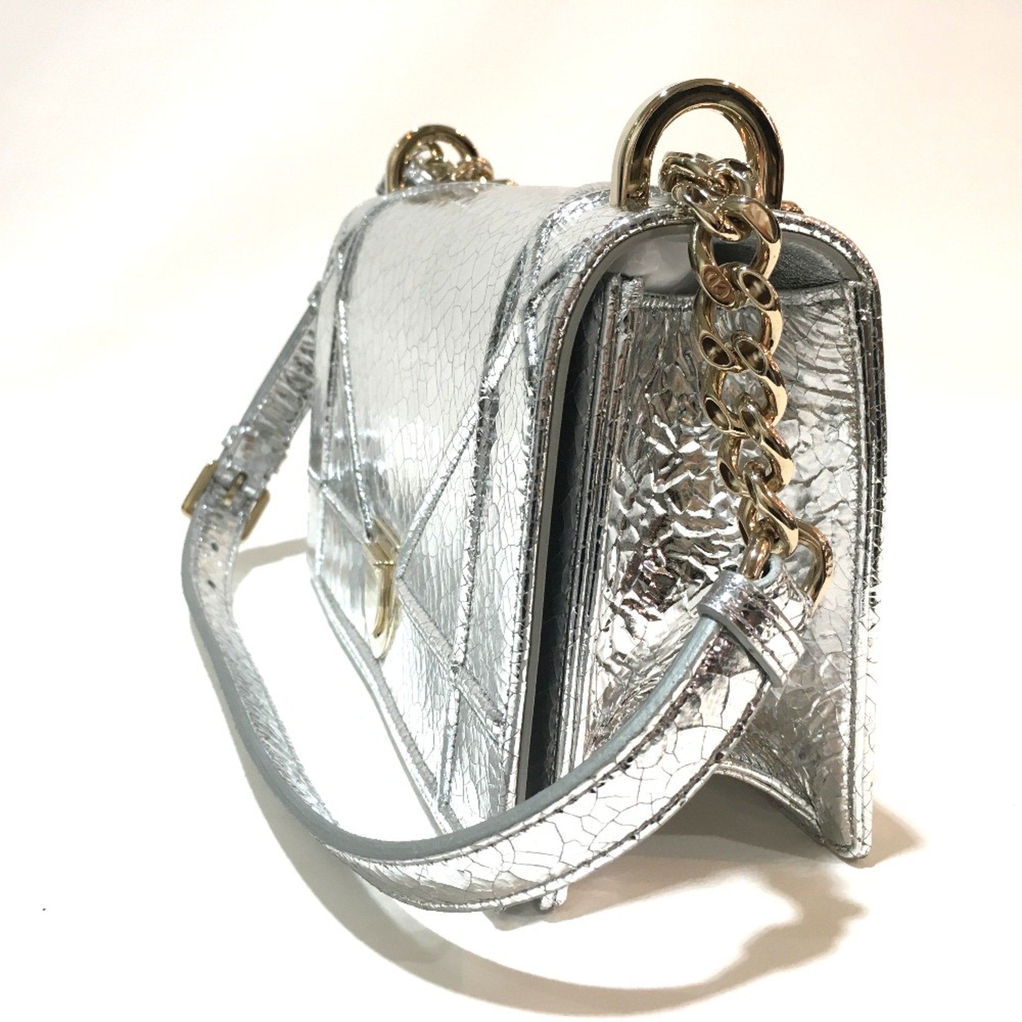 Christian Dior Silver Leather Shoulder Bag ()
