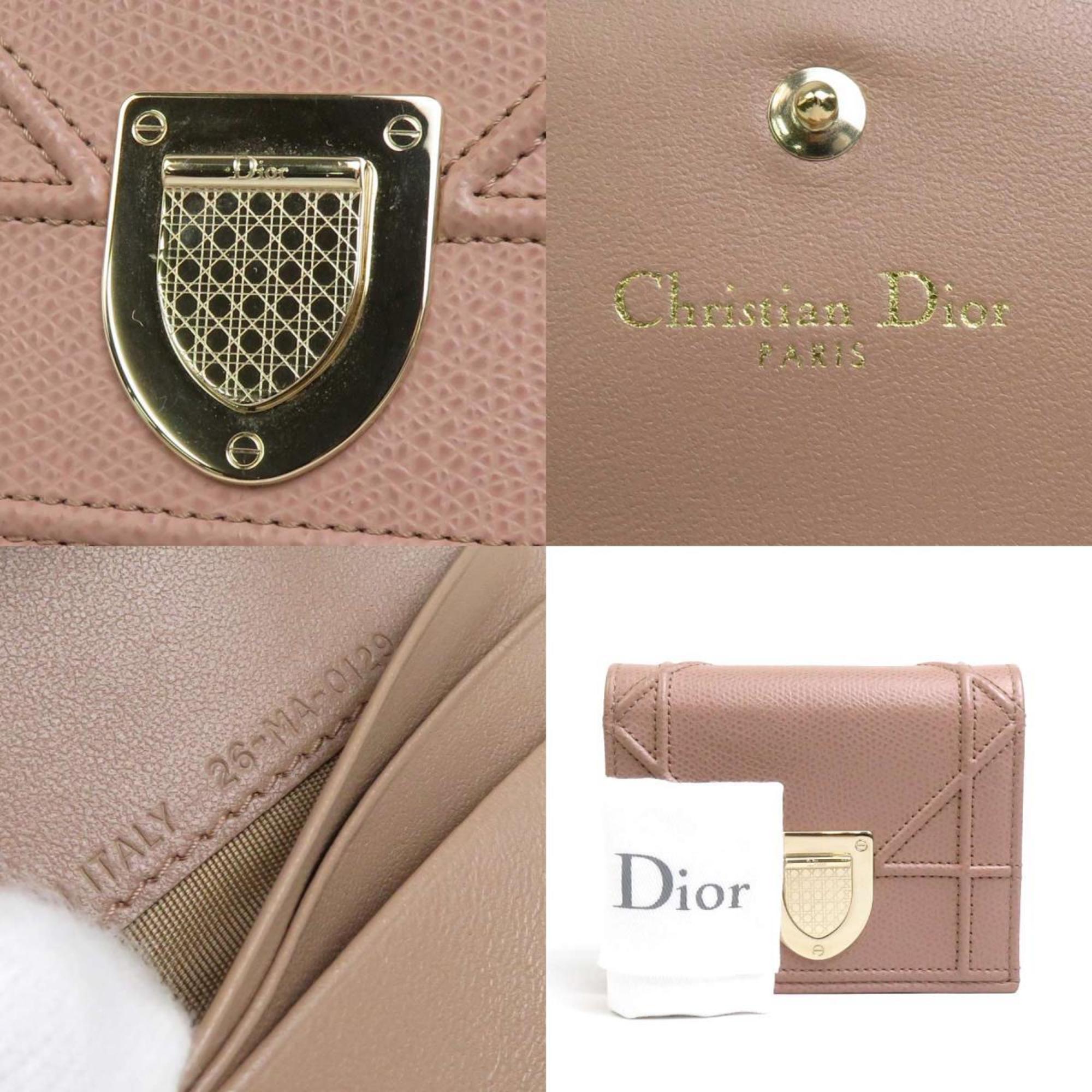 Christian Dior Pink Beige Leather Wallet (Bi-Fold) ()