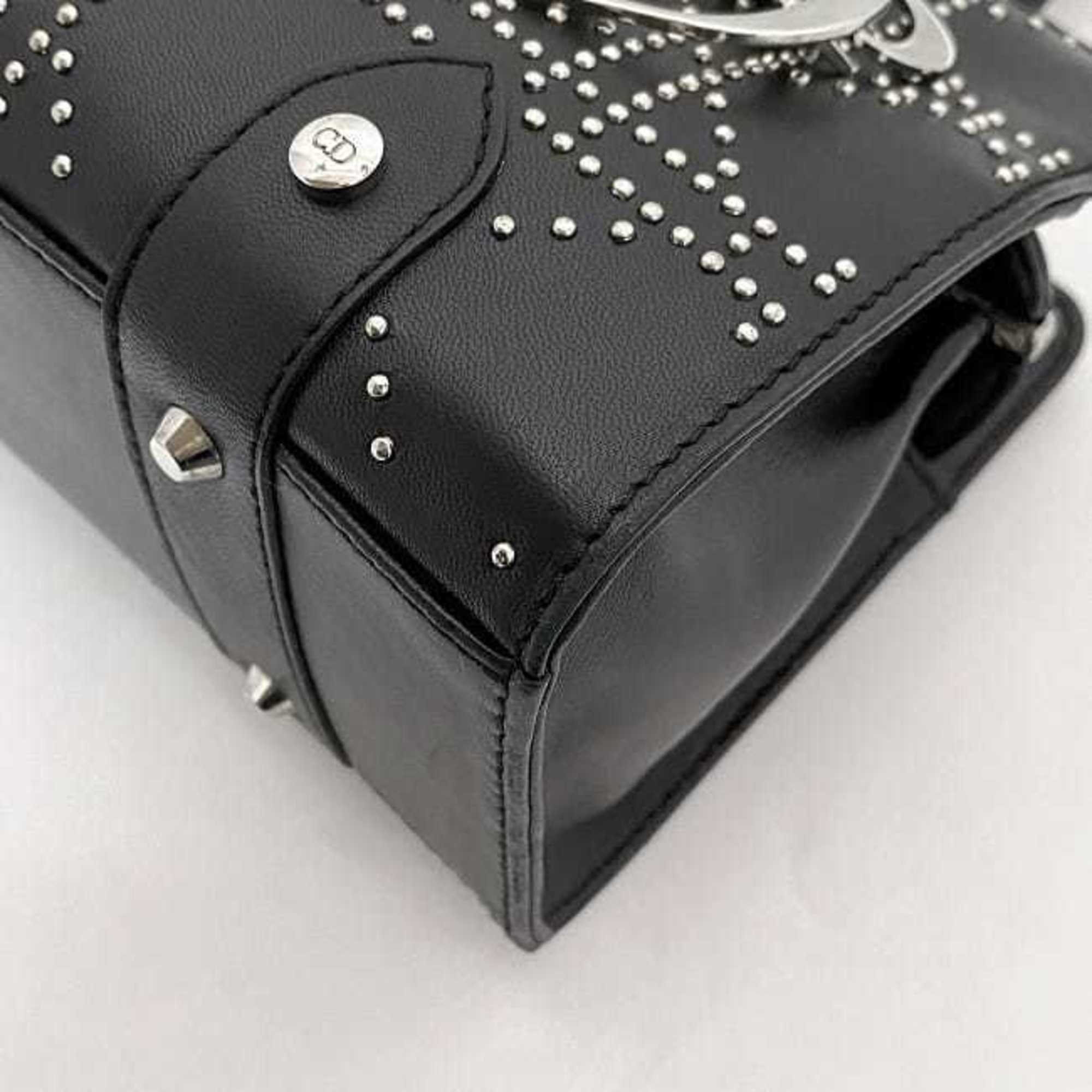 Christian Dior Black Leather Handbag Shoulder Bag ()