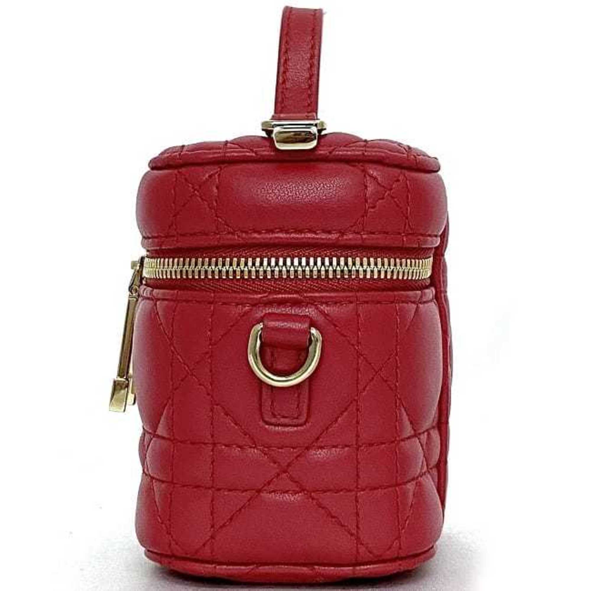 Christian Dior Red Color Leather Shoulder Bag Vanity Bag ()