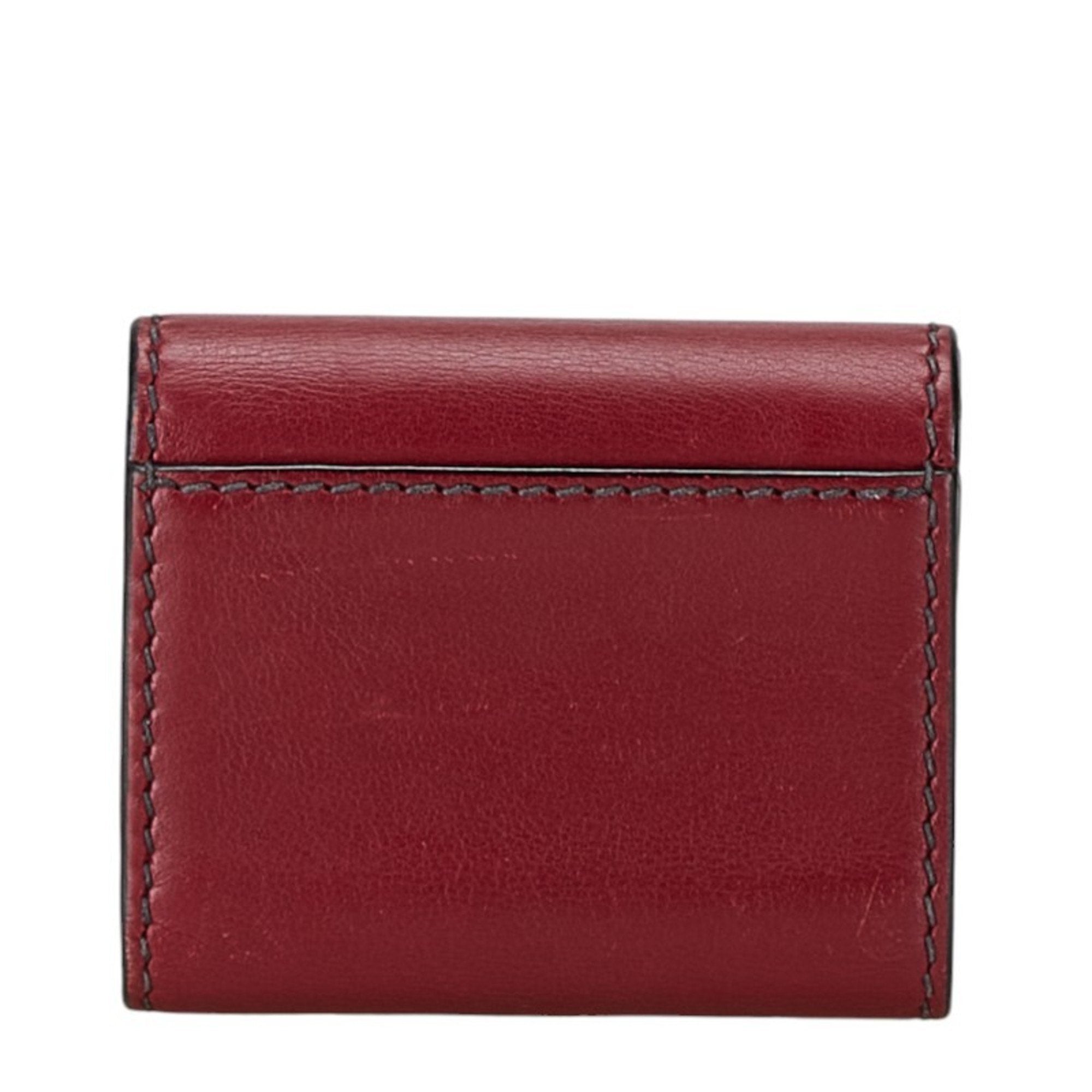 Christian Dior Red Color Wine Leather Wallet (Tri-Fold) ()