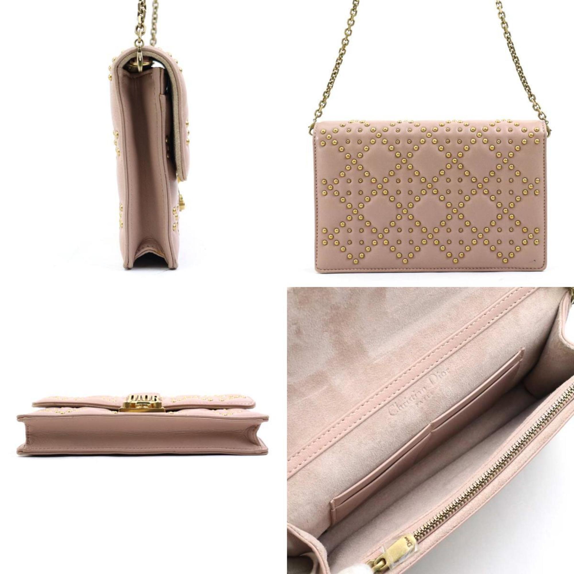 Christian Dior Pink Leather Handbag Shoulder Bag ()