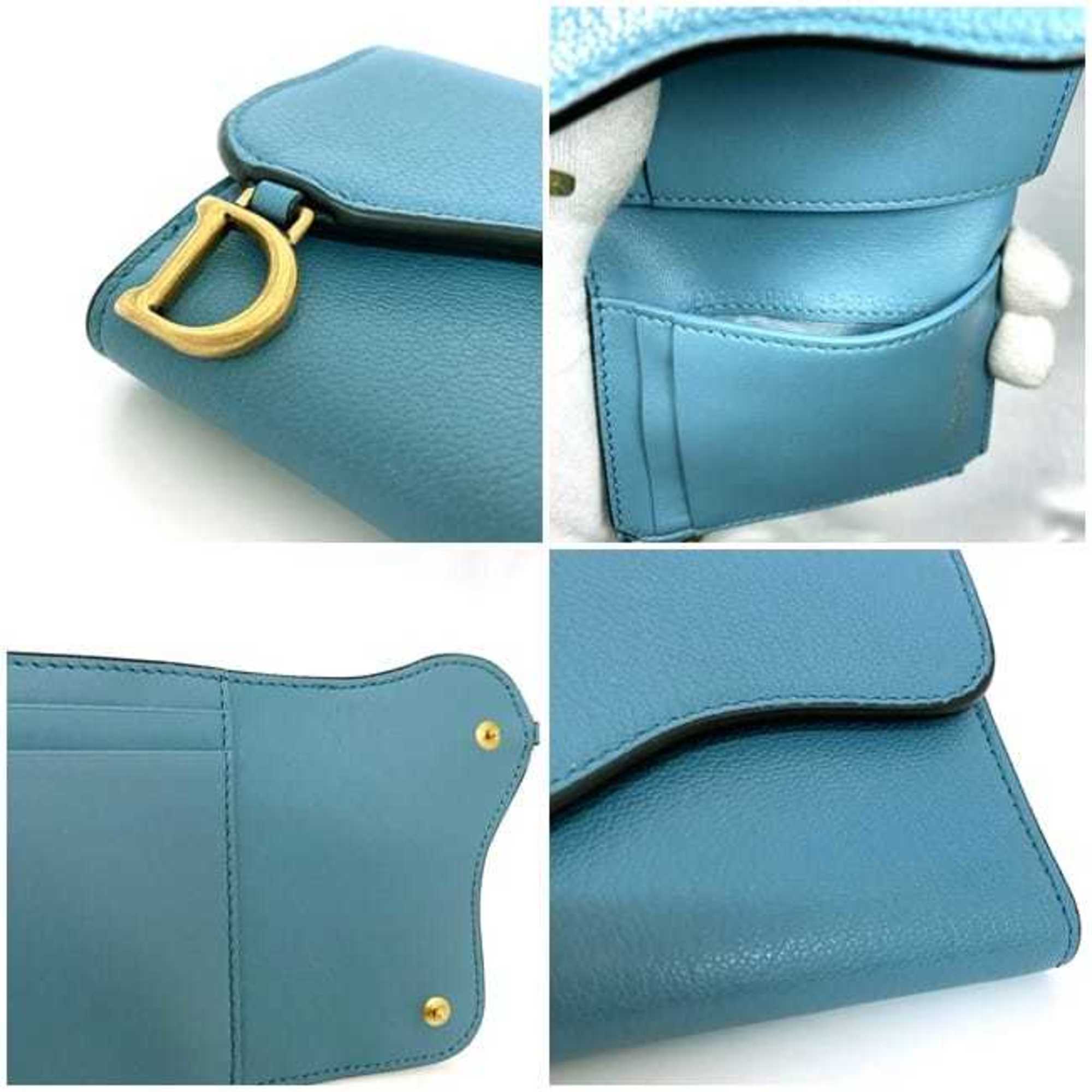 Christian Dior Blue Leather Wallet (Tri-Fold) ()