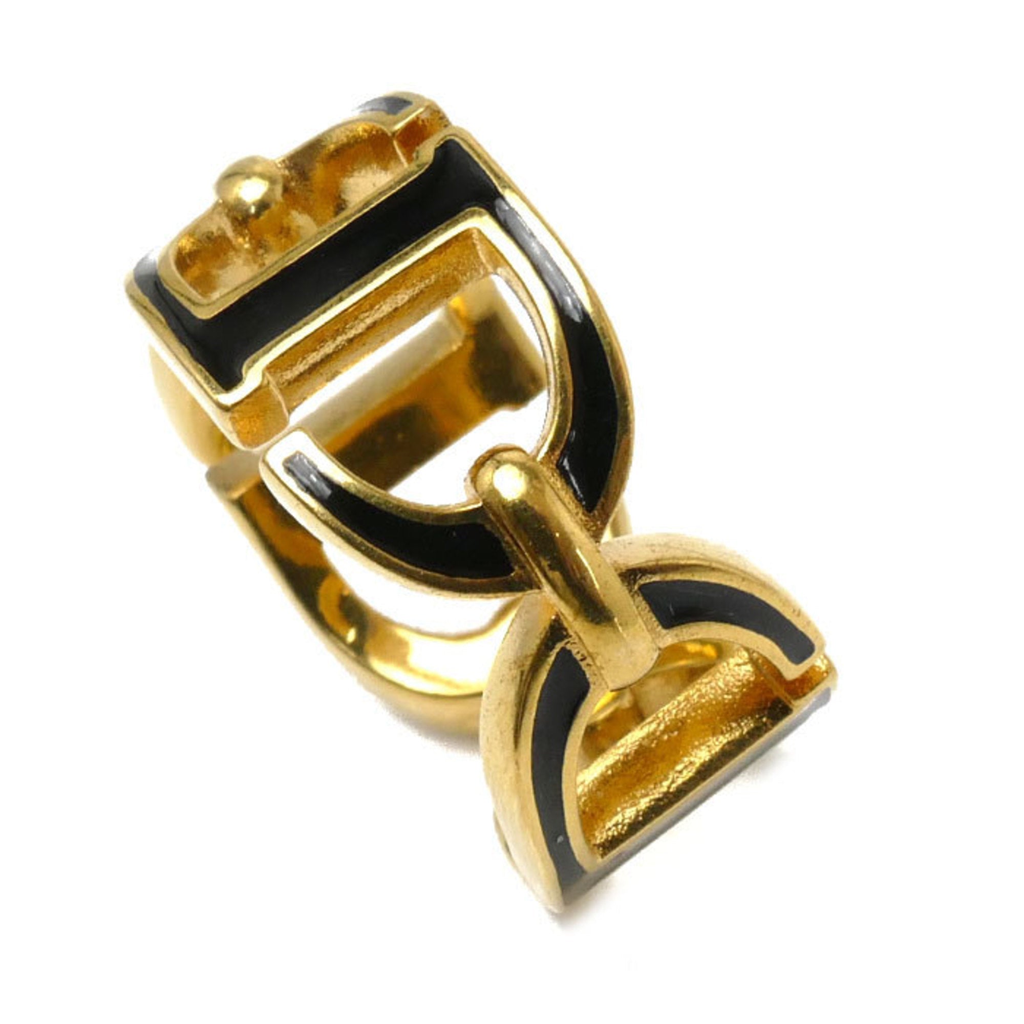 Christian Dior Black Gold Lacquer Metal Band Ring ()