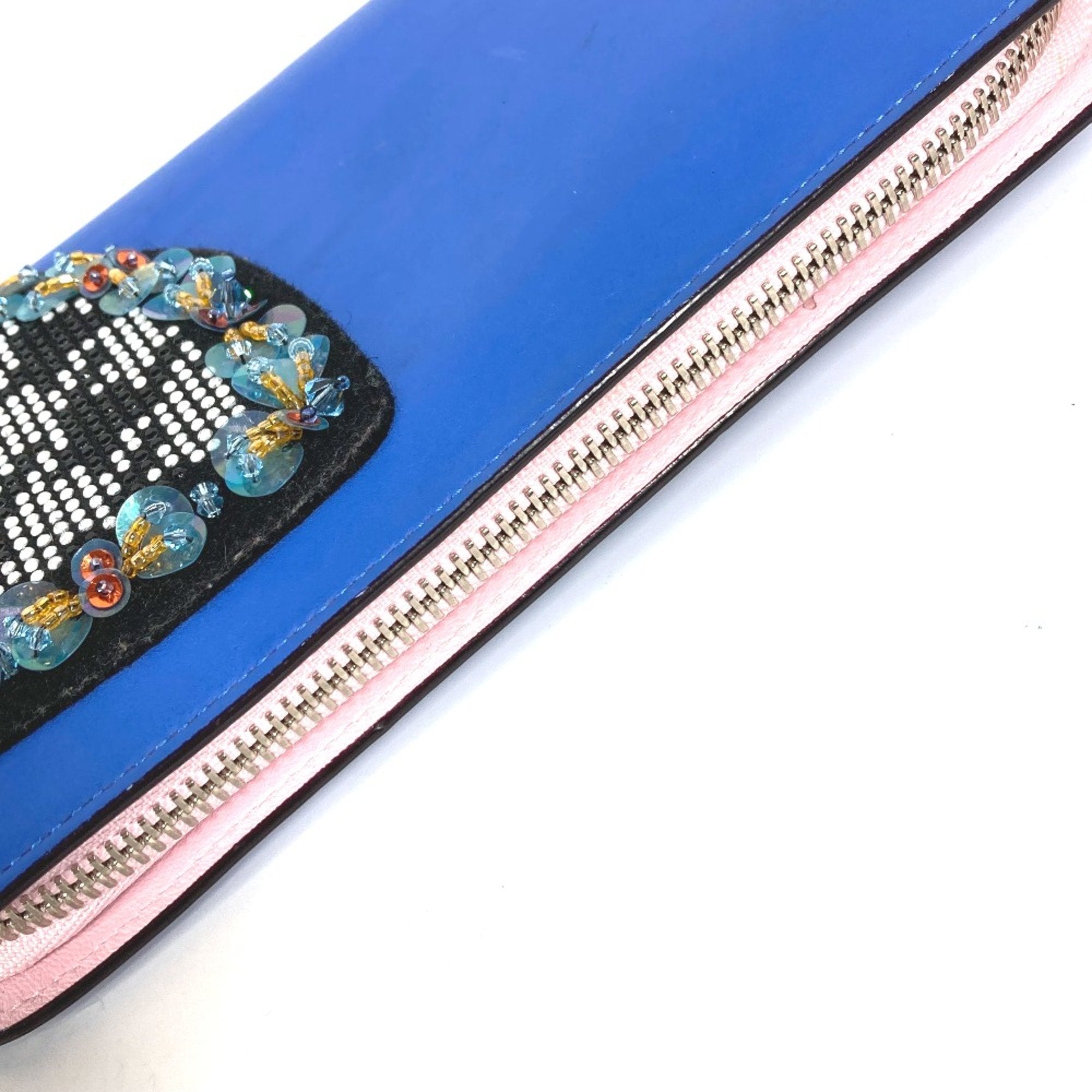Christian Dior Blue Leather Long Wallet (Bi-Fold) ()