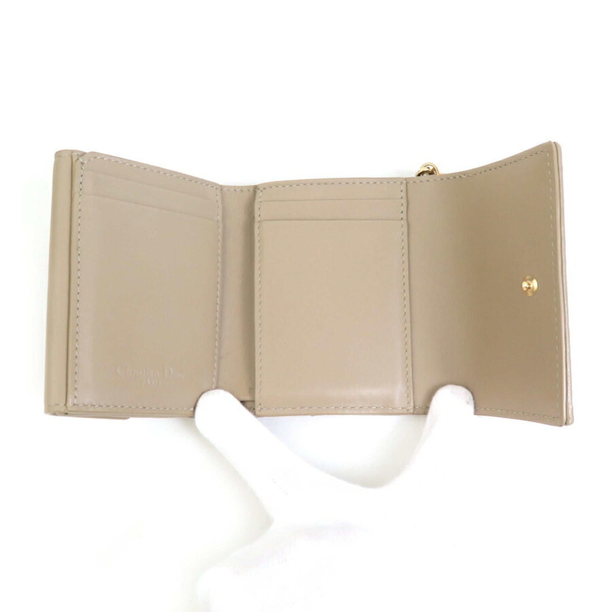 Christian Dior Beige Leather Wallet (Tri-Fold) ()