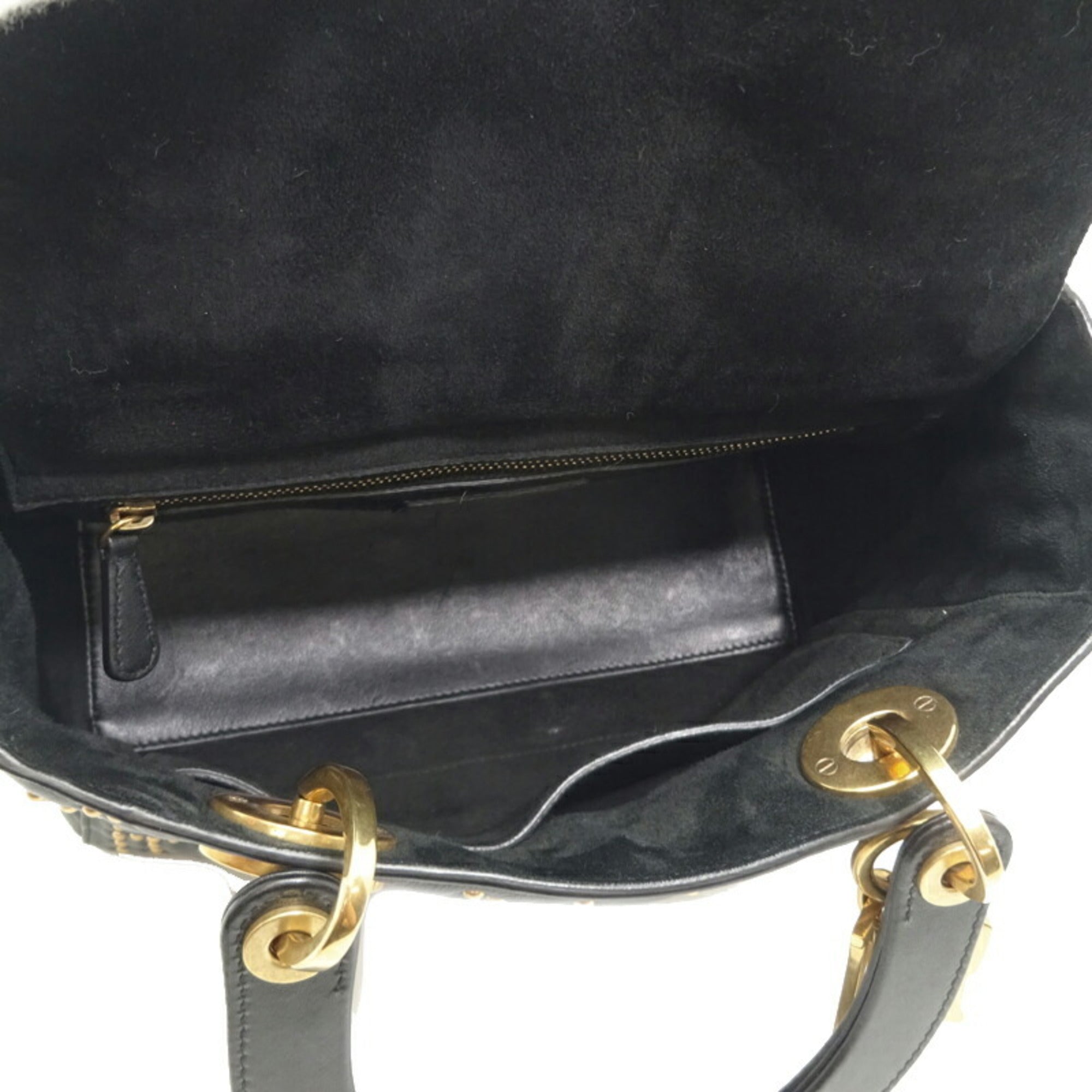 Christian Dior Lady Dior Black Leather Handbag ()