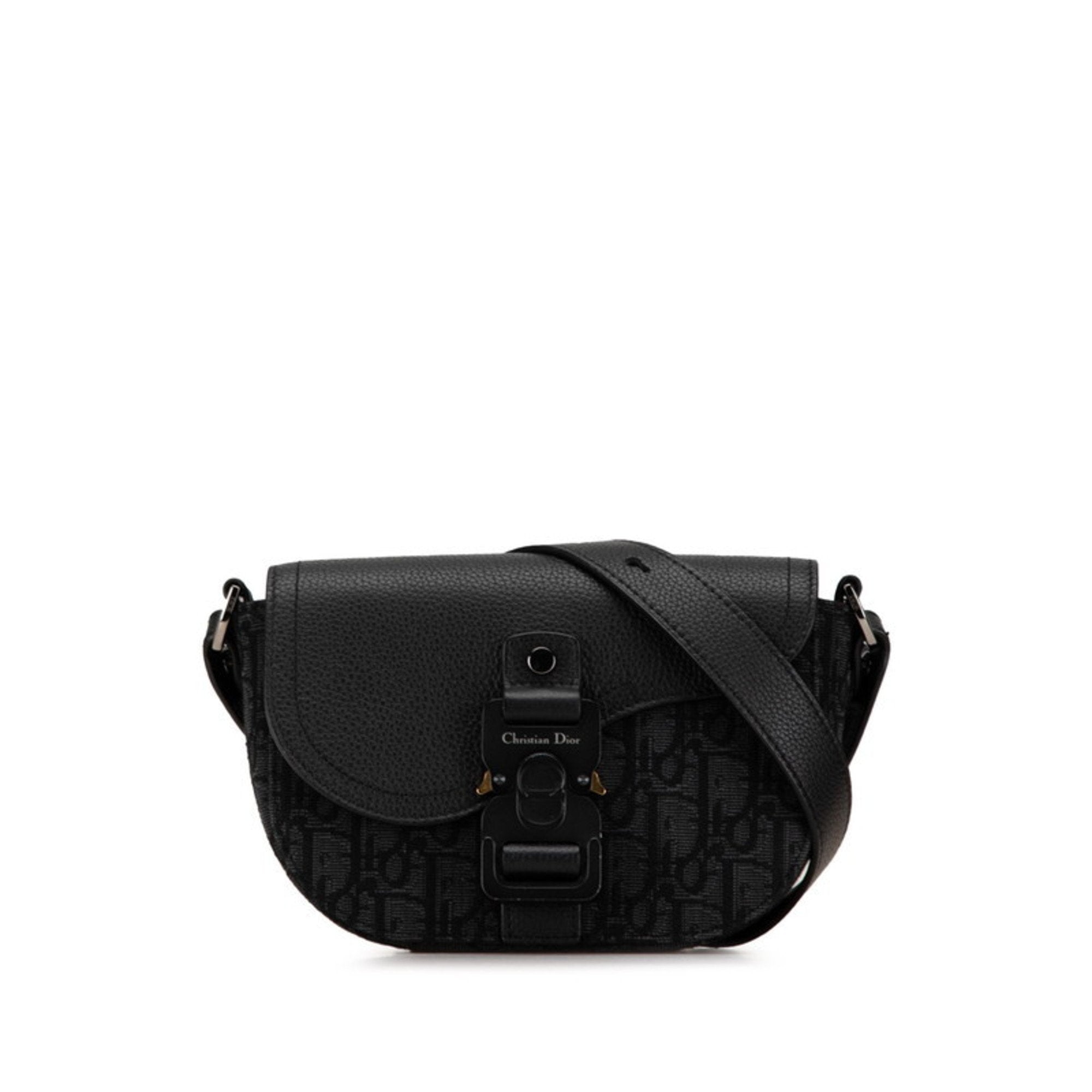 Christian Dior Black Canvas Leather Shoulder Bag ()