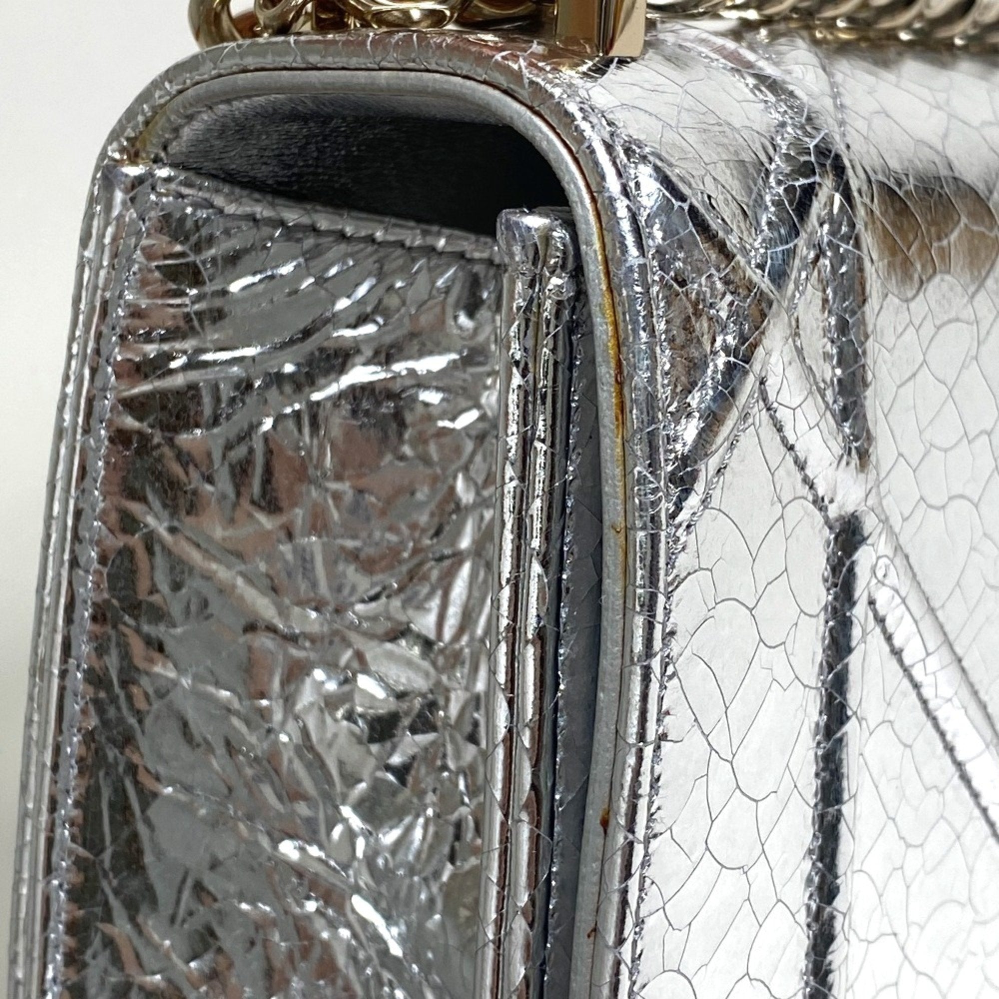 Christian Dior Silver Leather Shoulder Bag ()