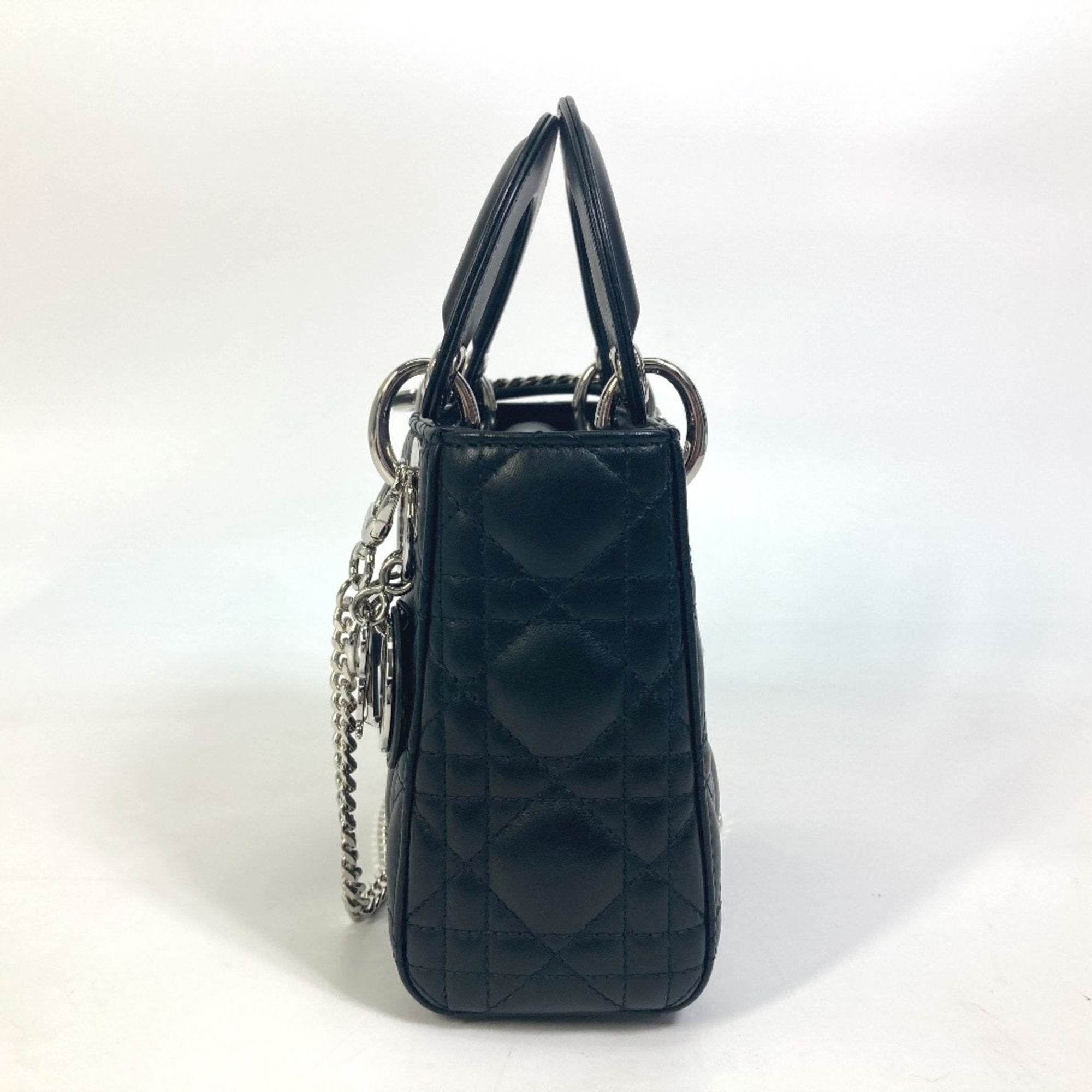 Christian Dior Lady Dior Black Leather Shoulder Bag ()