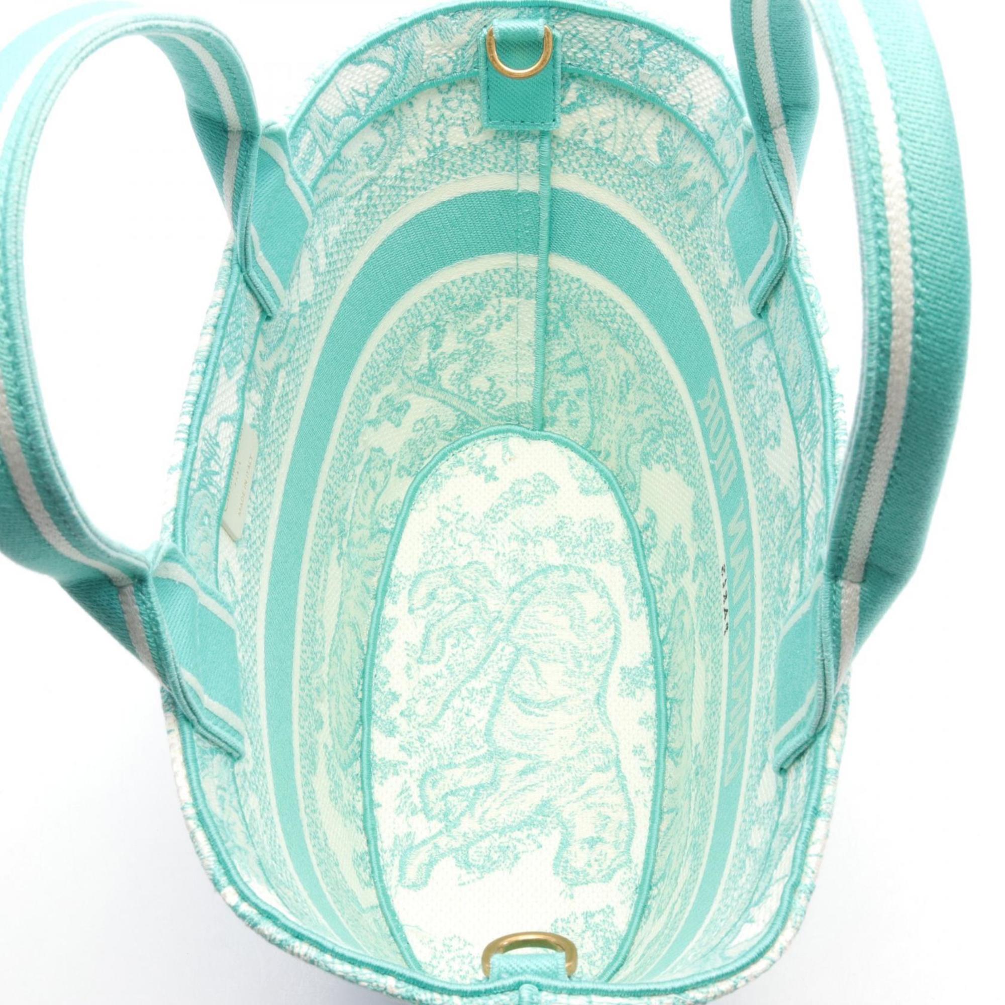 Christian Dior Green Green White Canvas Pouch Tote Bag ()