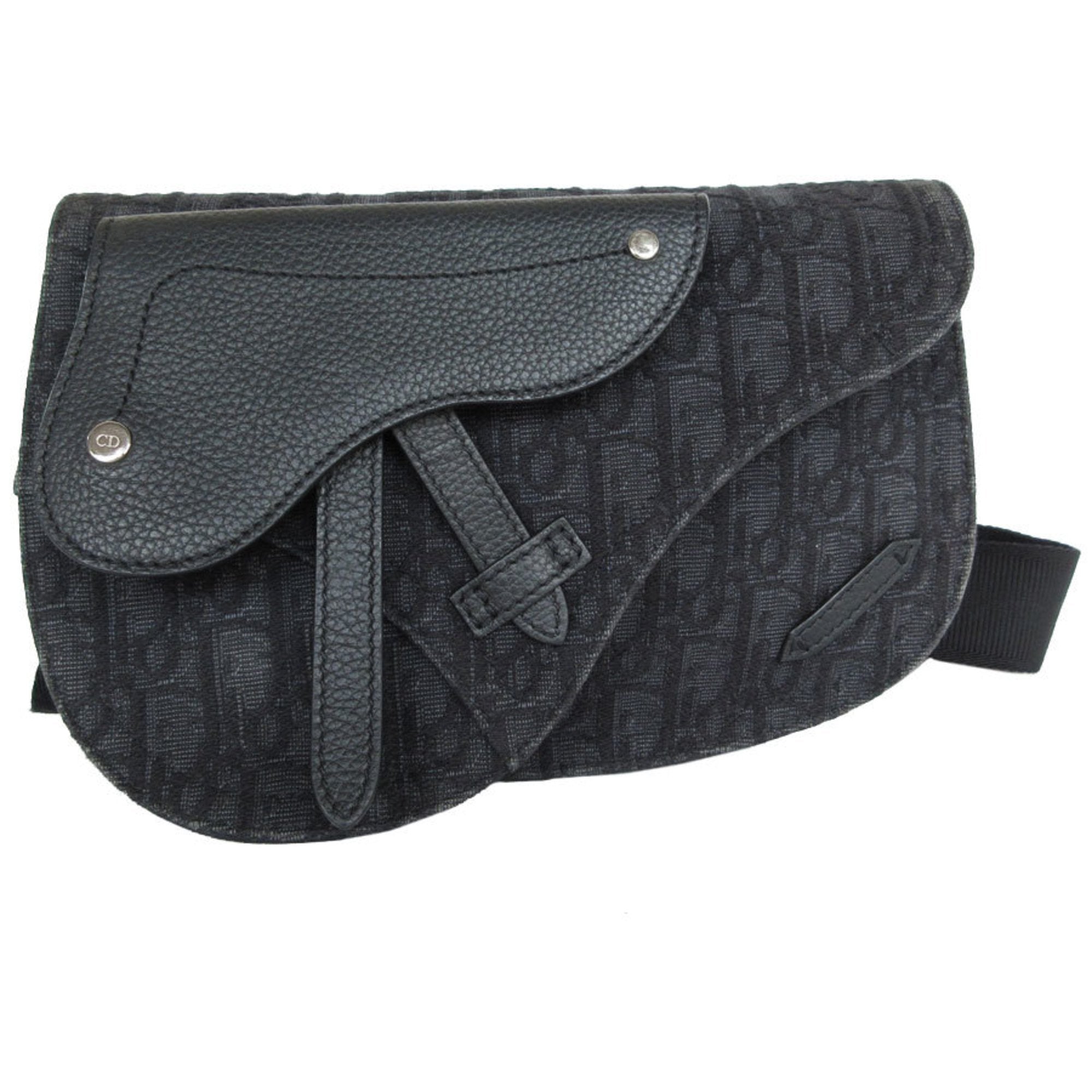 Christian Dior Black Canvas Leather Sling Bag ()