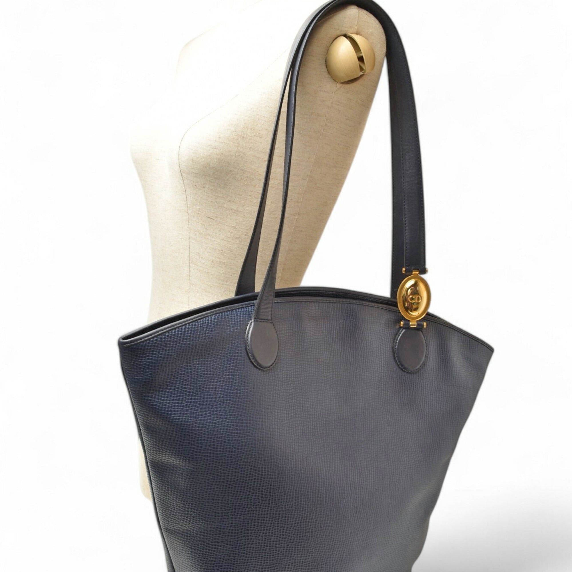 Christian Dior Navy Leather Tote Bag ()