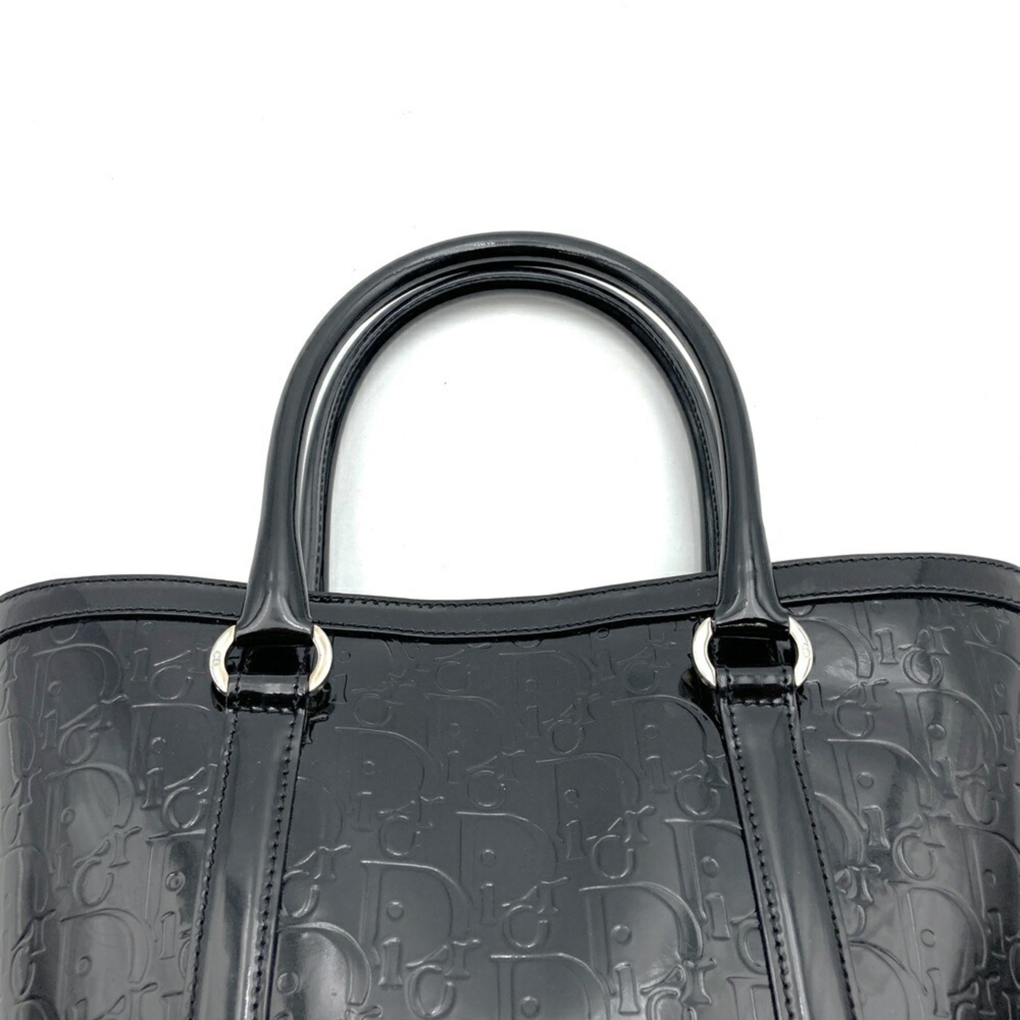 Christian Dior Black Leather Handbag Tote Bag ()