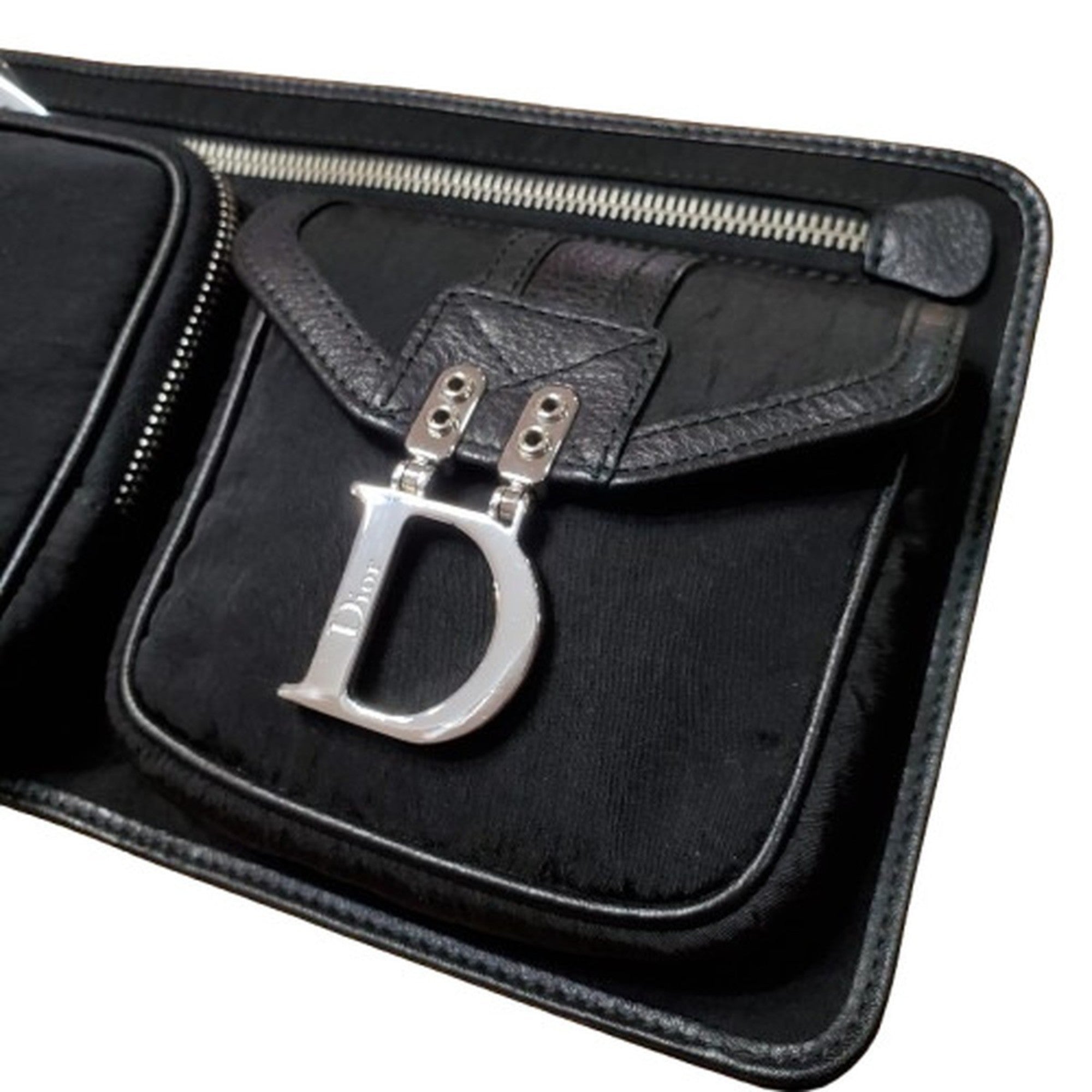 Christian Dior Black Nylon Leather Fanny Pack Sling Bag ()