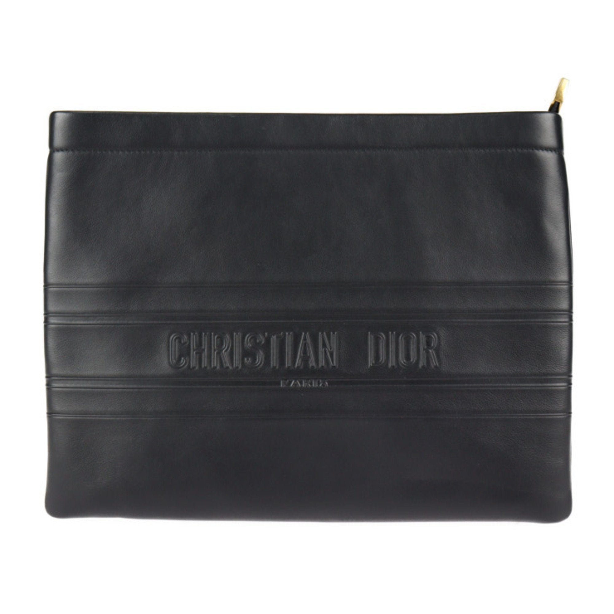 Christian Dior Black Leather Clutch Bag Handbag ()